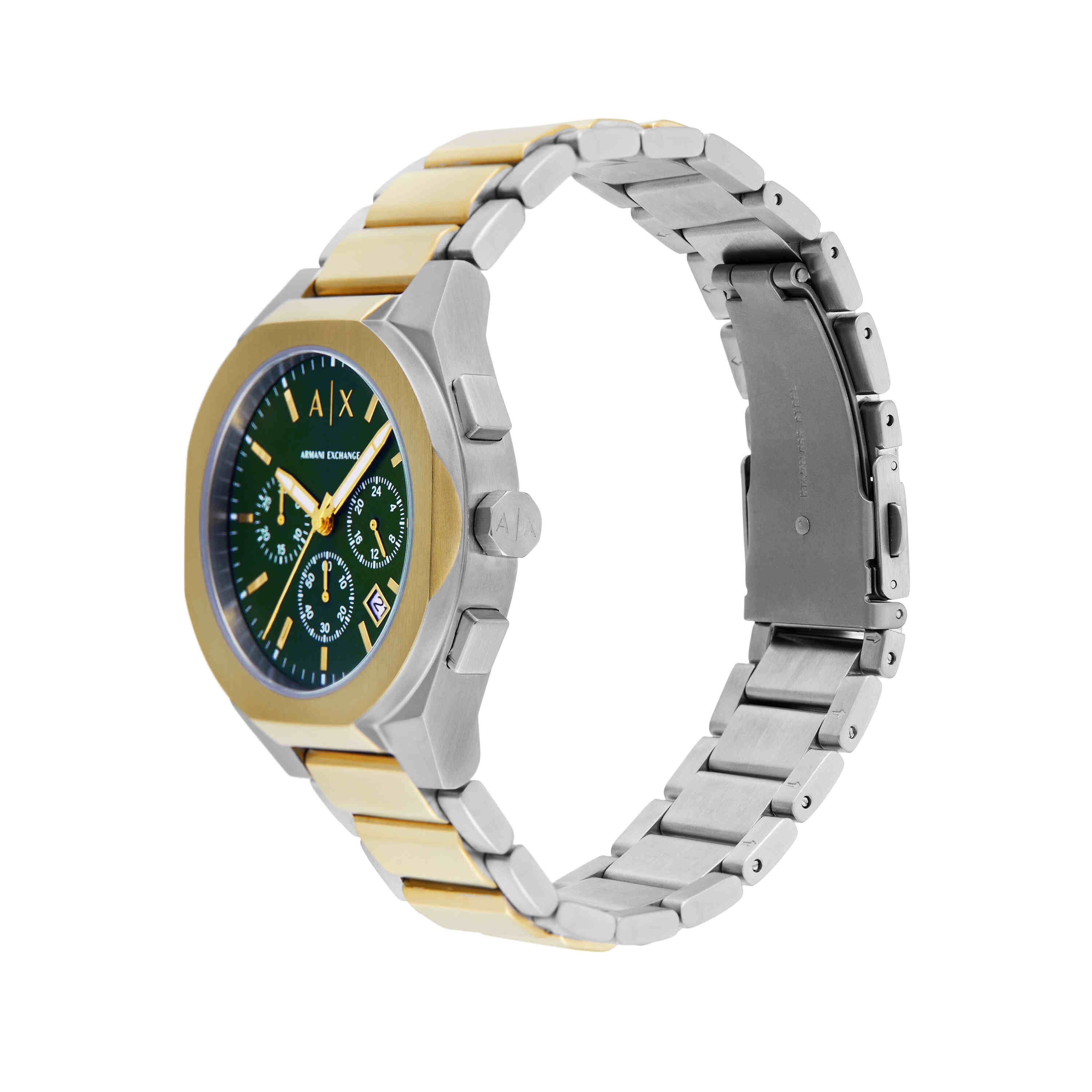 Armani Exchange Chronograph Two Tone Stainless Steel Green Dial Watch AX4184