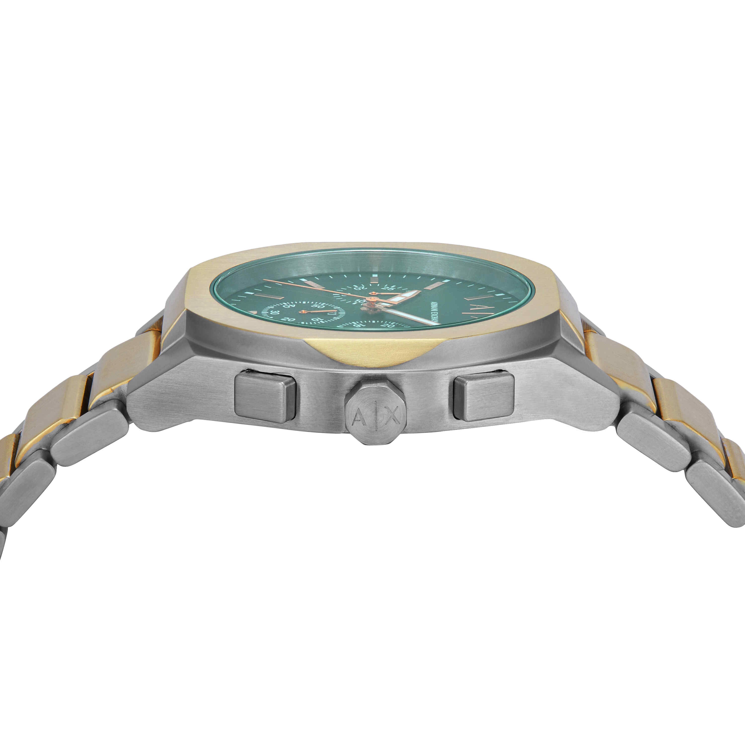 Armani Exchange Chronograph Two Tone Stainless Steel Green Dial Watch AX4184