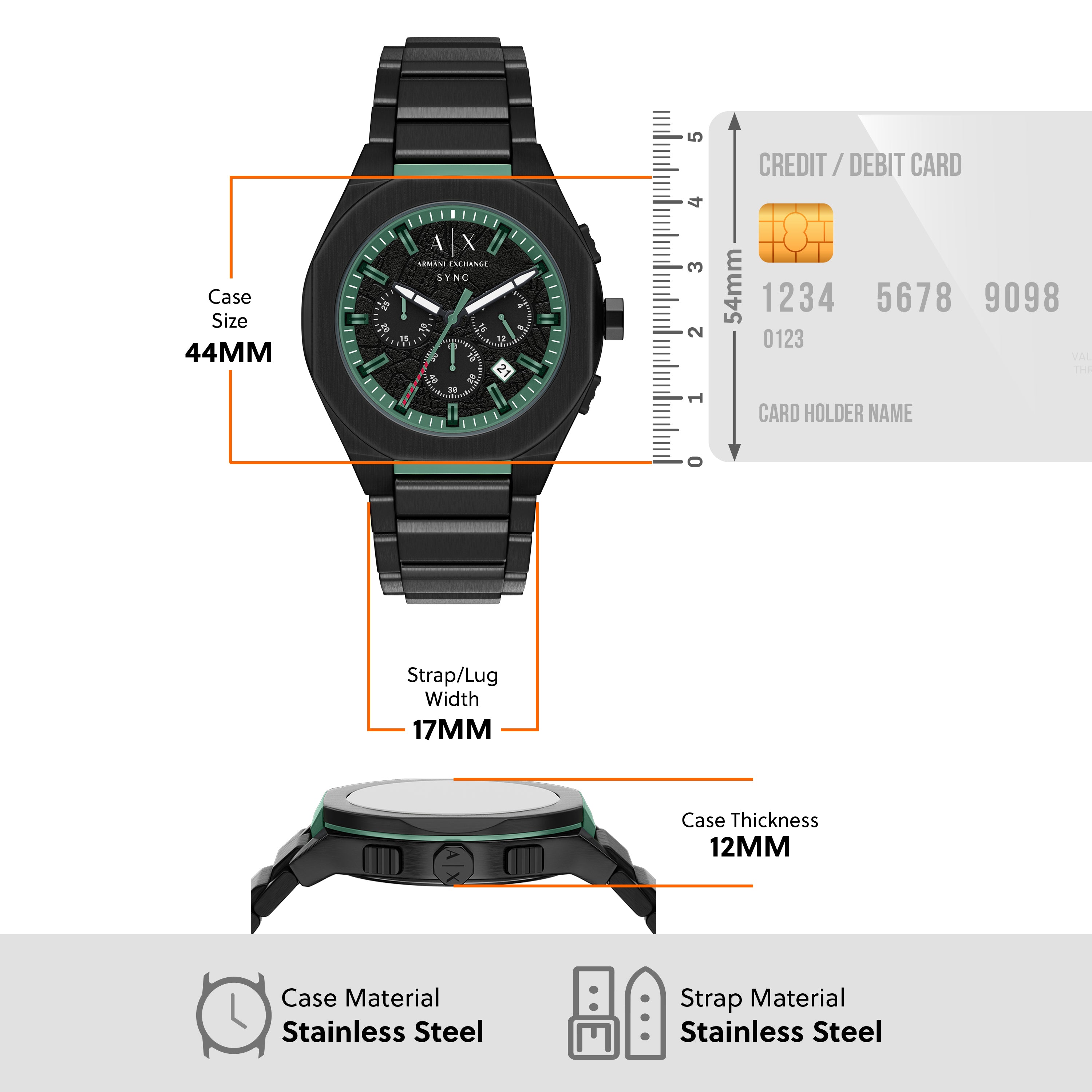 Armani Exchange Sync NYC Chronograph Black Stainless Steel Watch AX4294