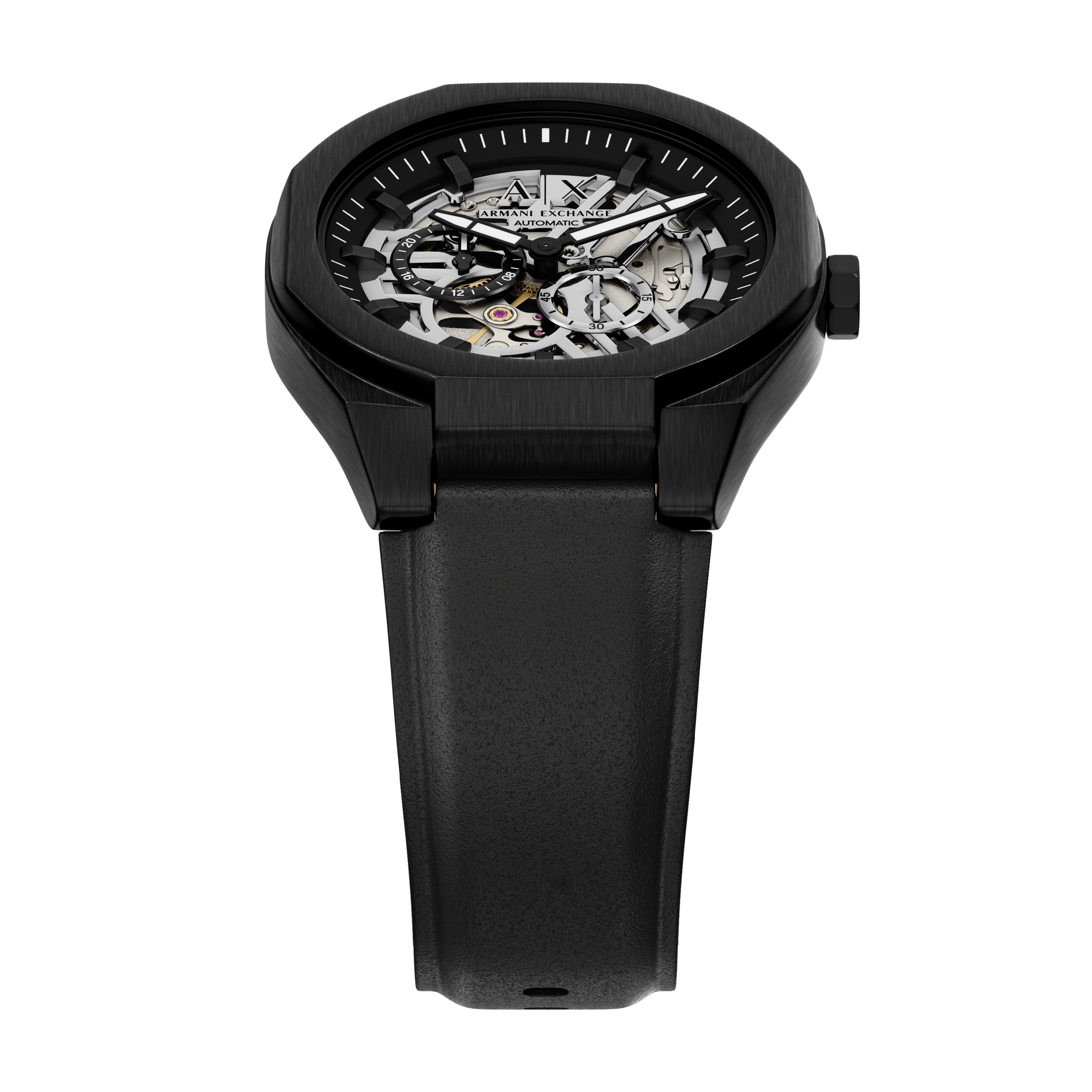 Armani Exchange Sync Silver Dial Automatic Leather Band Watch AX4297