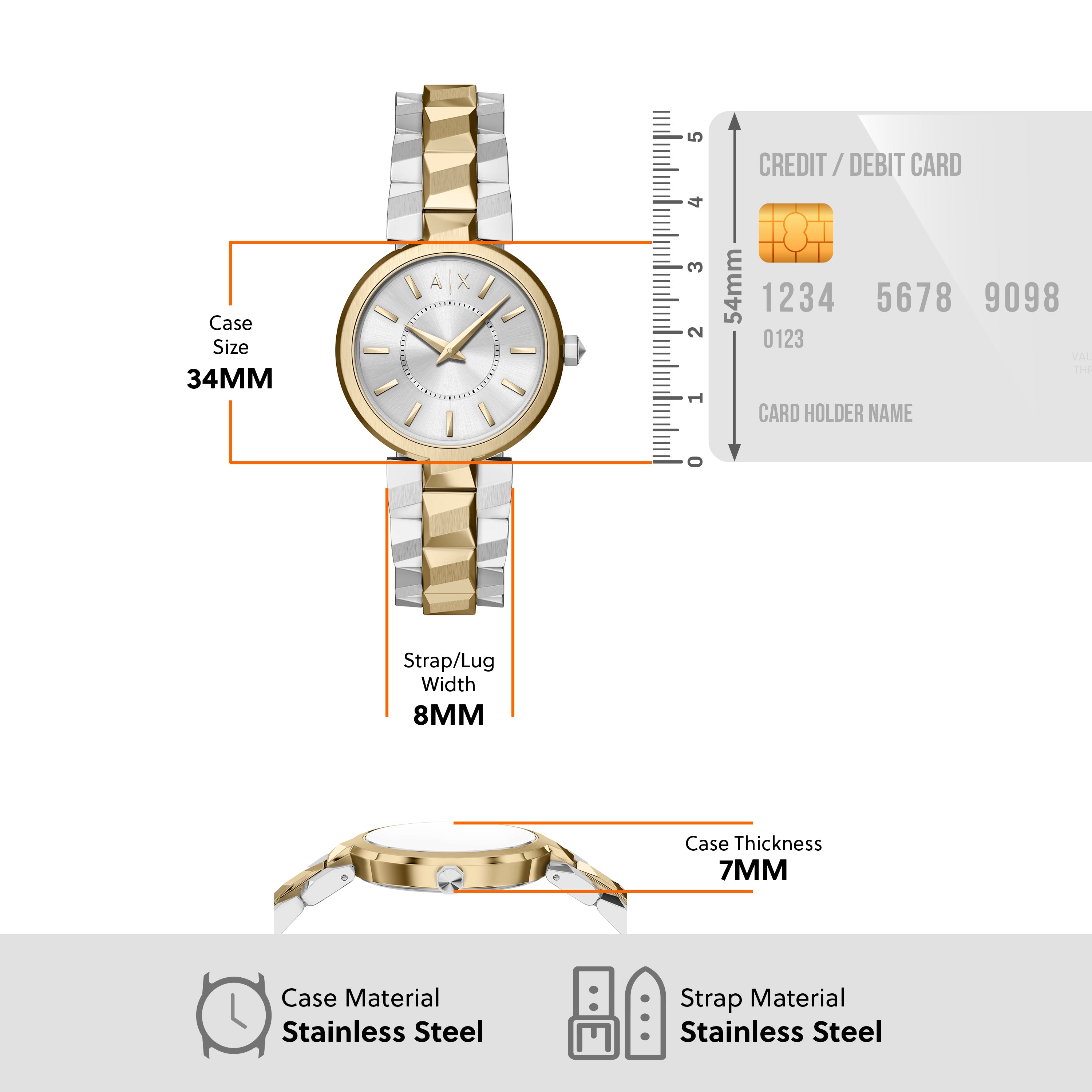 Armani Exchange Two-Toned 27mm Gold Silver Dial Watch Women's AX4406