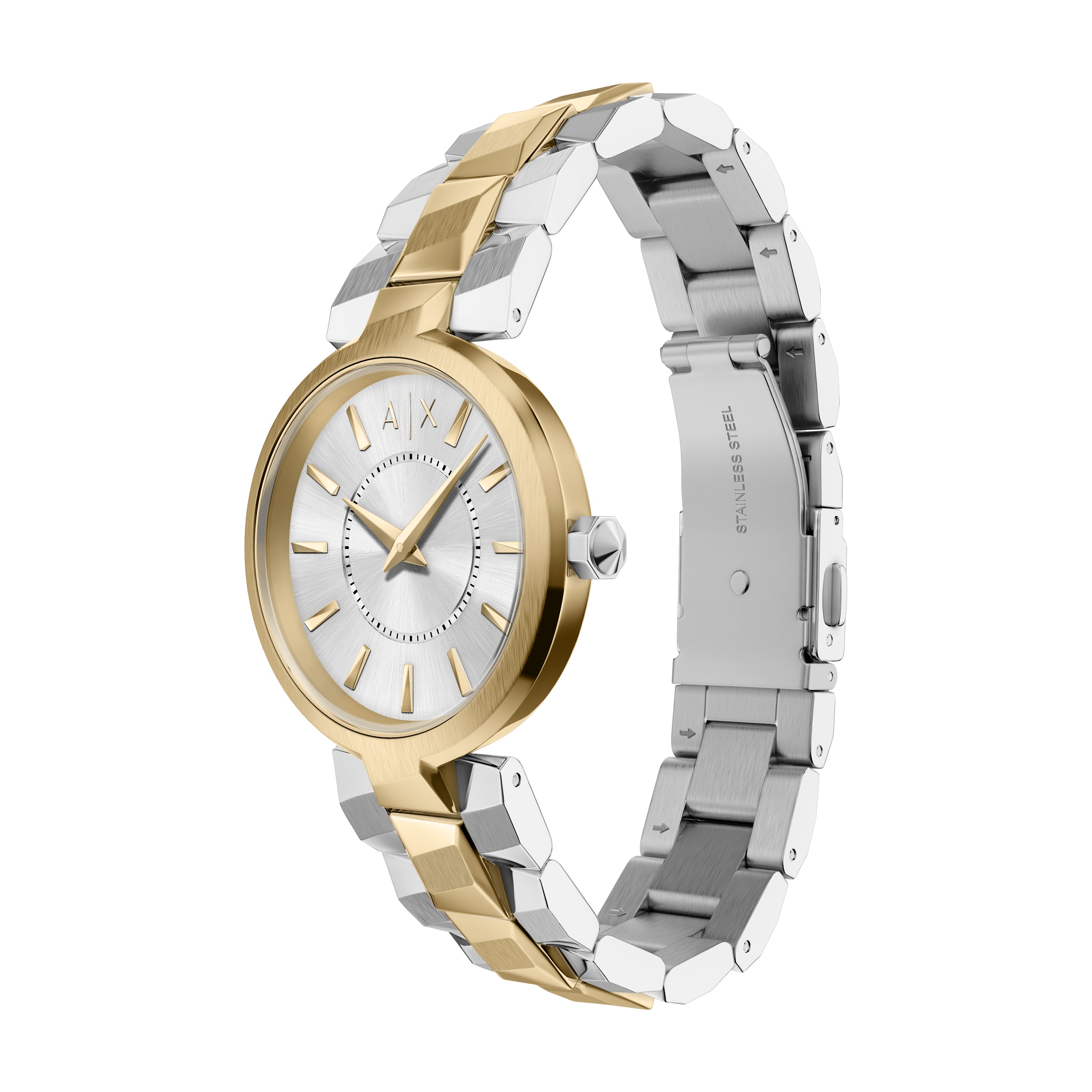 Armani Exchange Two-Toned 27mm Gold Silver Dial Watch Women's AX4406