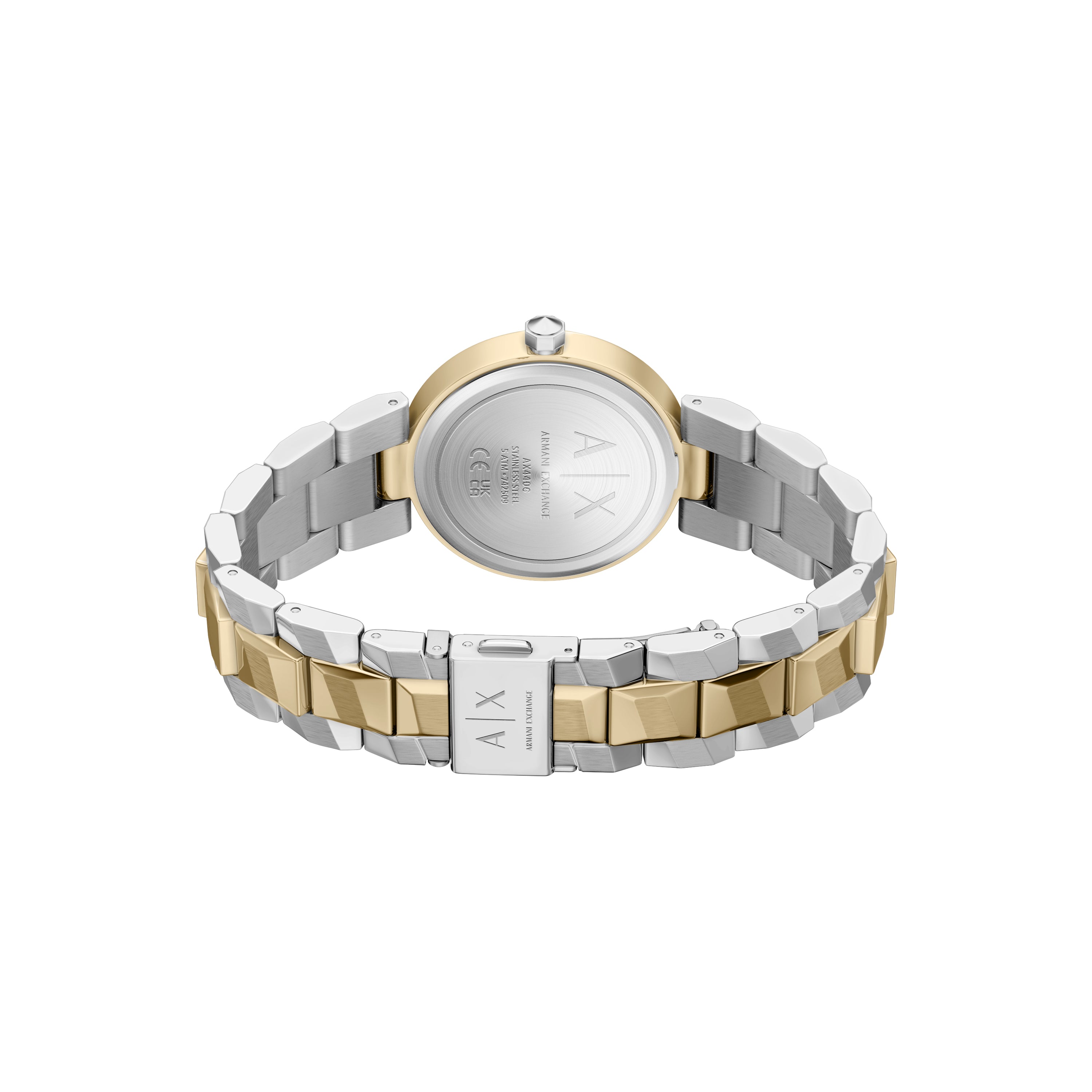 Armani Exchange Two-Toned 27mm Gold Silver Dial Watch Women's AX4406