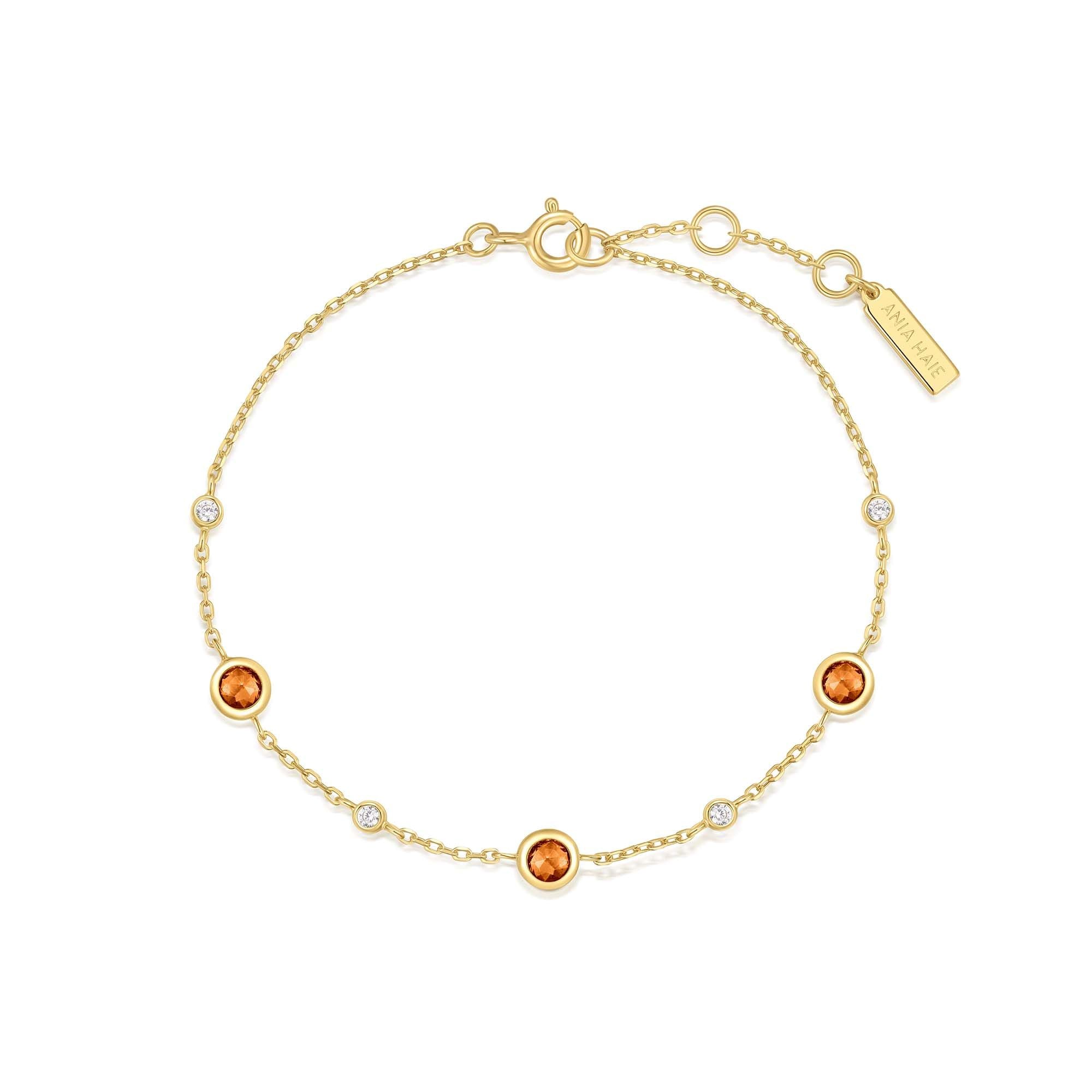 Gold Nano Gem Bracelet With Solar Orange Stones for Vibrant Style