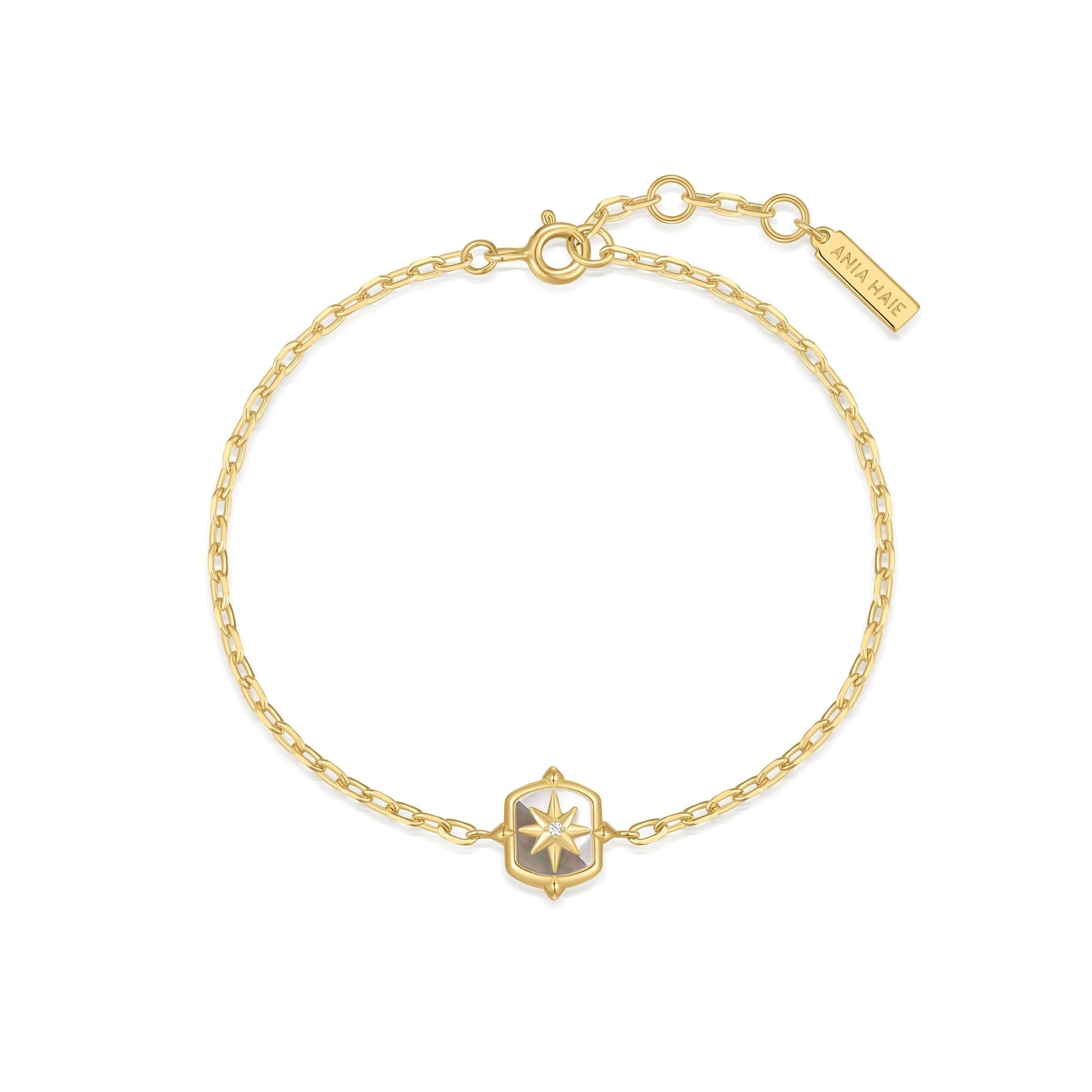 Ania Haie Gold Star Bracelet With Mother of Pearl Accent Trendy Style