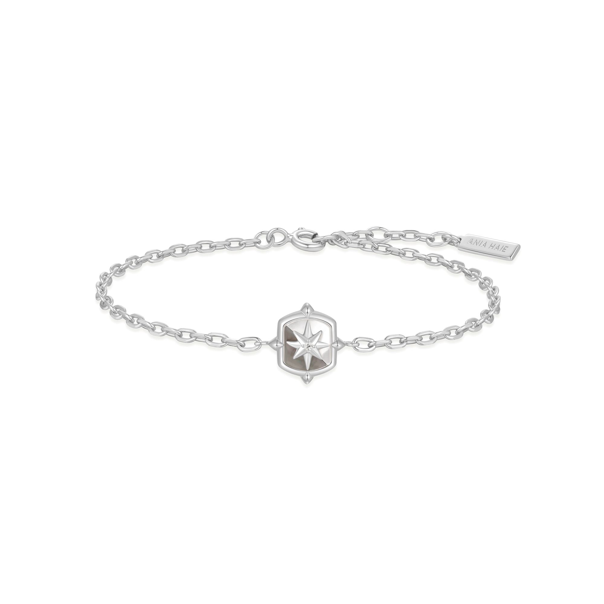 Ania Haie Silver Mother of Pearl Star Bracelet Bold Fashion Trend
