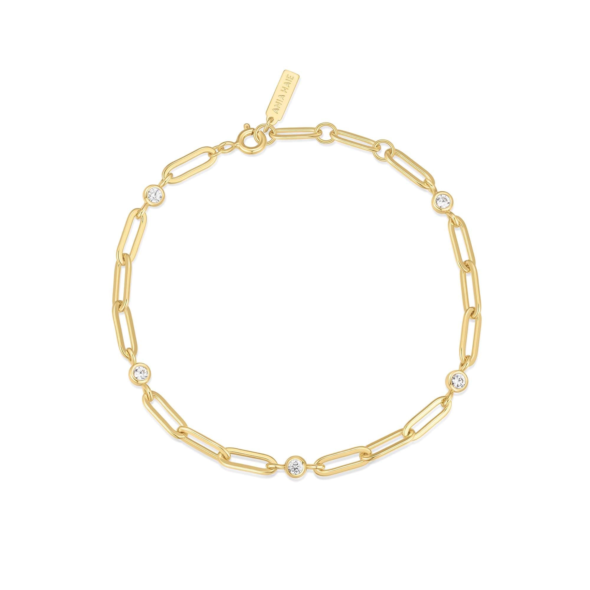 Gold Bezel Paper Clip Chain Bracelet Modern Luxury by Ania Haie