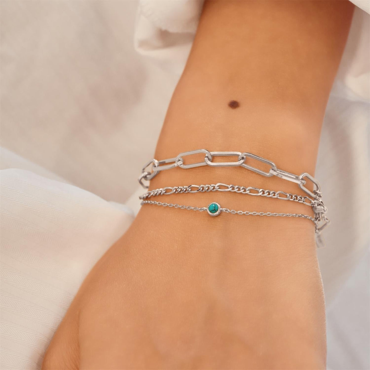 Ania Haie Silver Bezel-Set Lab-Created Turquoise Solitaire Bracelet