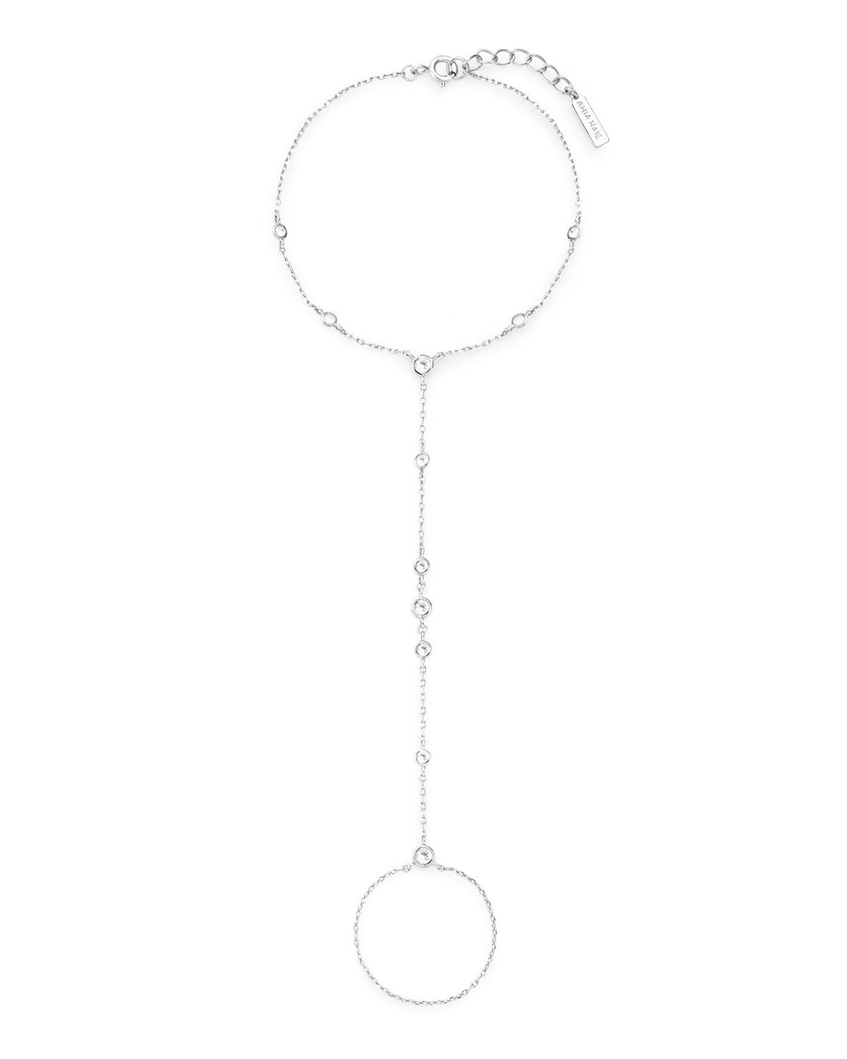 Ania Haie Silver Bezel-Set Station Hand Chain B076-07H B076-07H front packshot