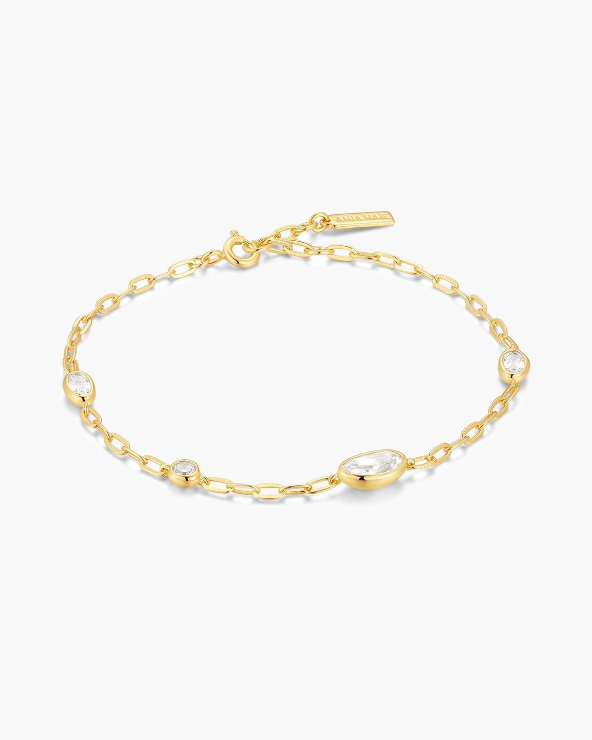 Ania Haie Gold Bezel Organic Dome Pebble Station Bracelet B076-08G B076-08G front packshot