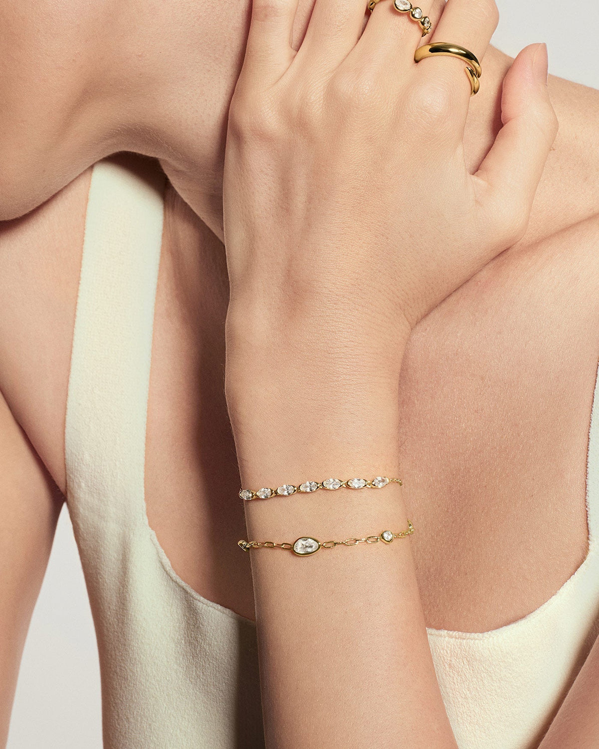 Ania Haie Gold Half-Bezel Oval Half-Tennis Bracelet B076-10G B076-10G view 3