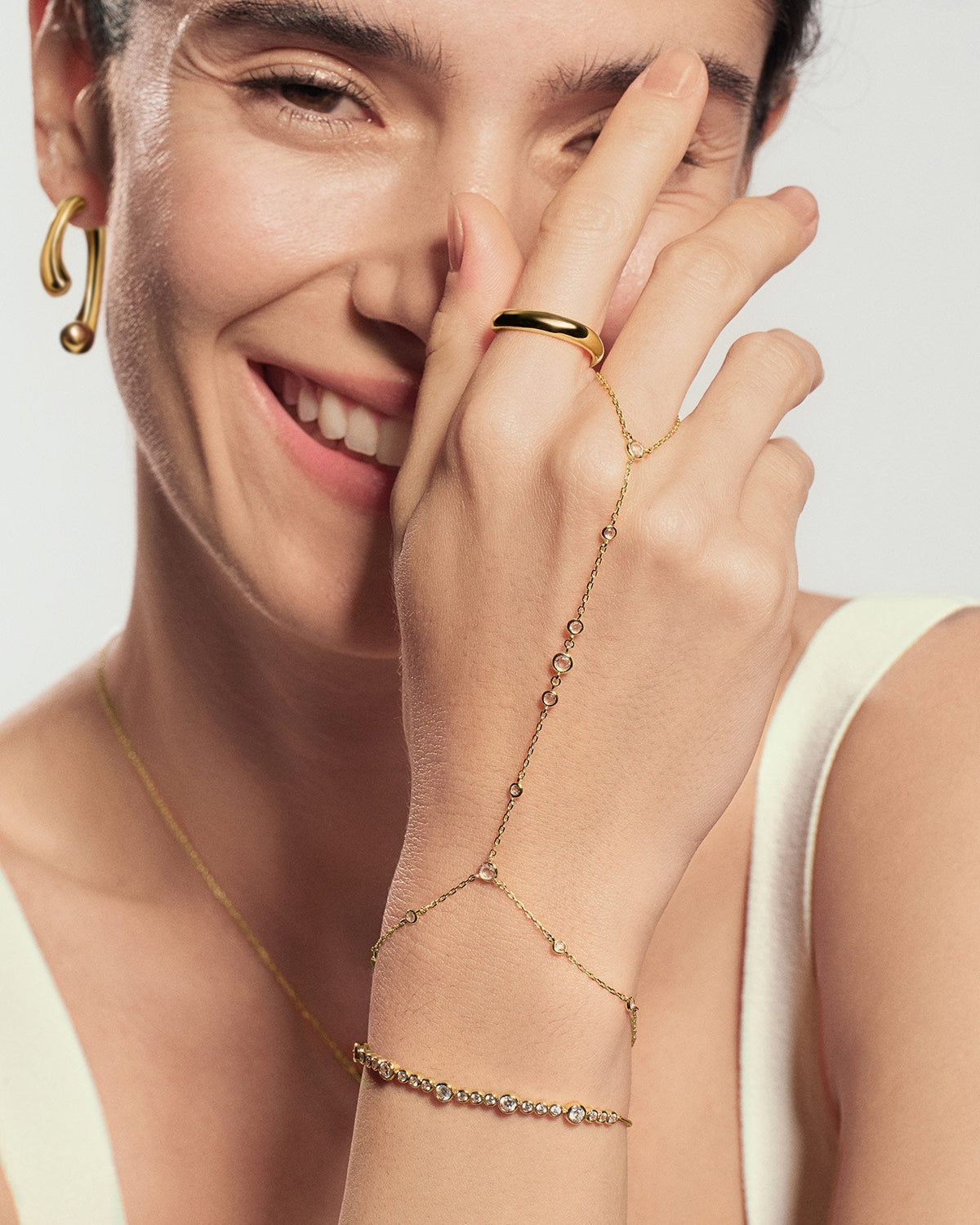 Ania Haie Gold Bezel-Set Station Hand Chain B076-07G B076-07G view 3