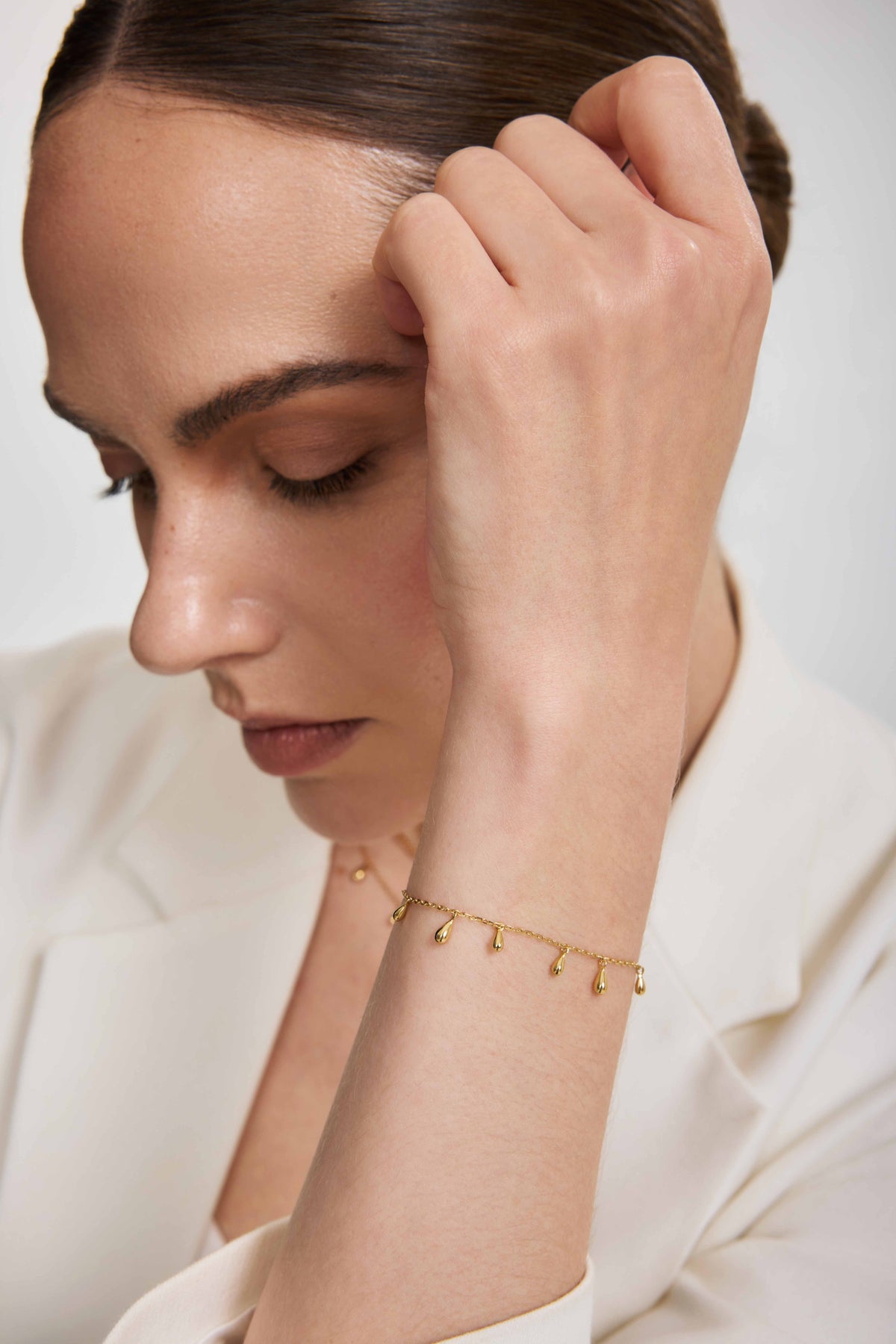 Ania Haie Gold Polished Teardrop Dangle Station Bracelet B078-02G B078-02G view 2