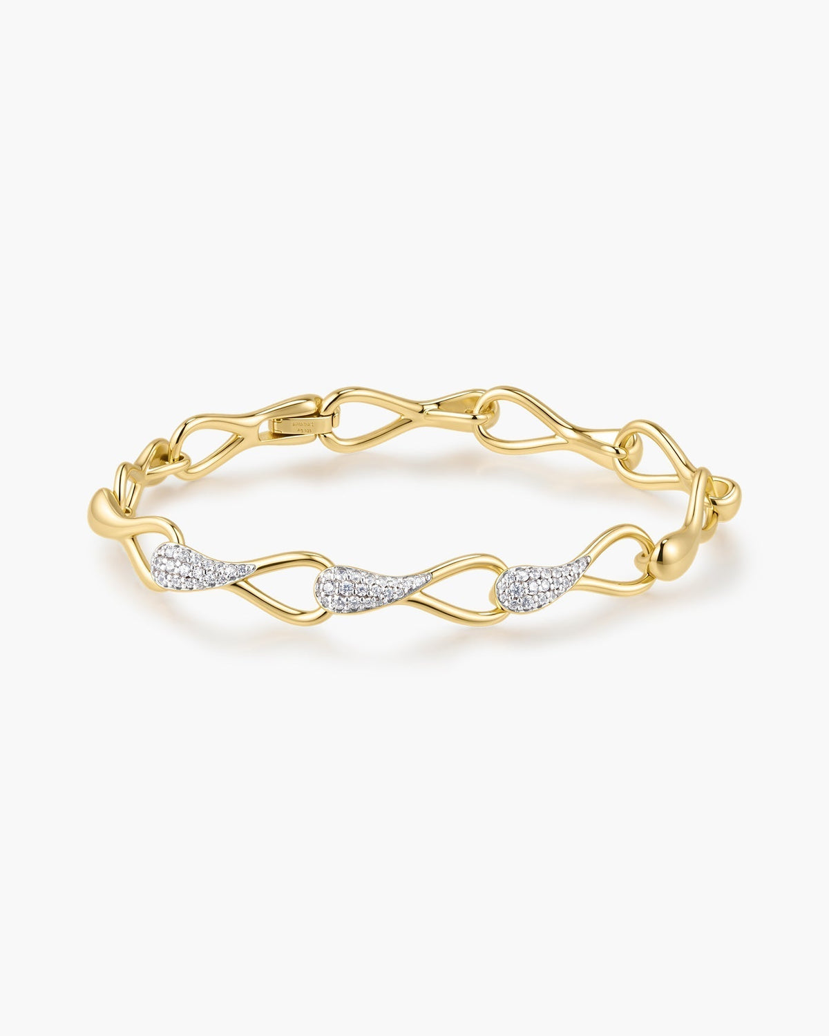 Ania Haie Gold Pave Sculptural Interlocked Link Bracelet B078-03G B078-03G front packshot