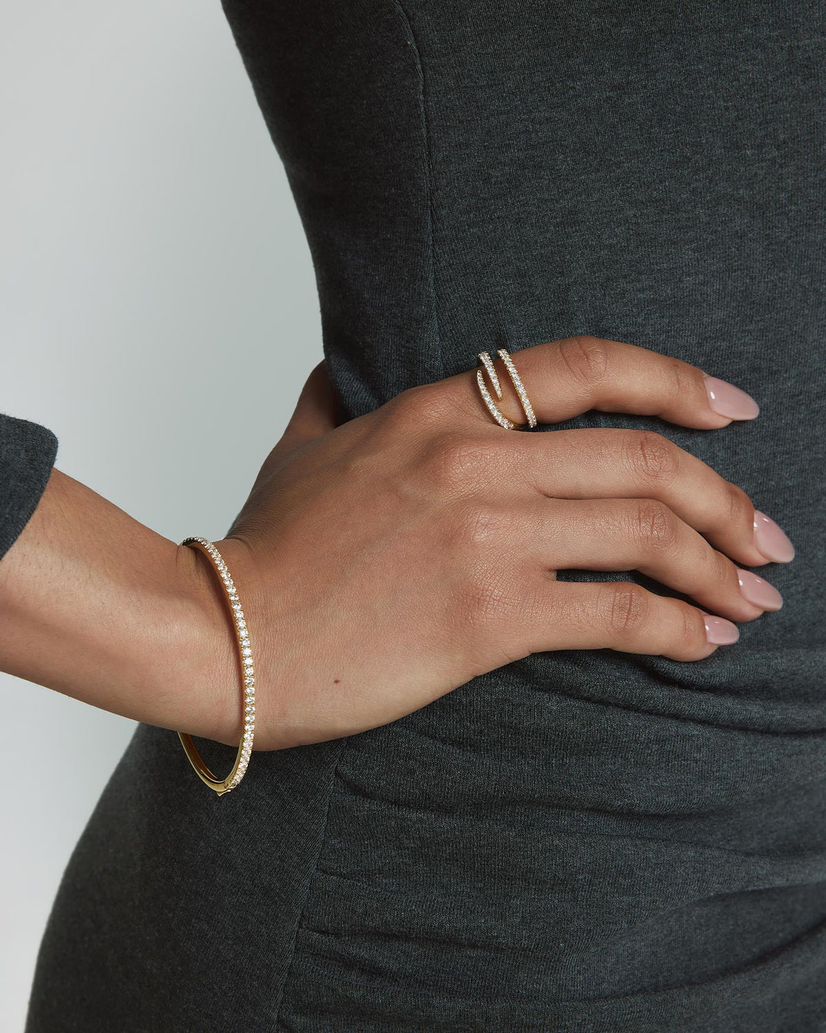 Ania Haie Gold Spiral Pave Adjustable Ring