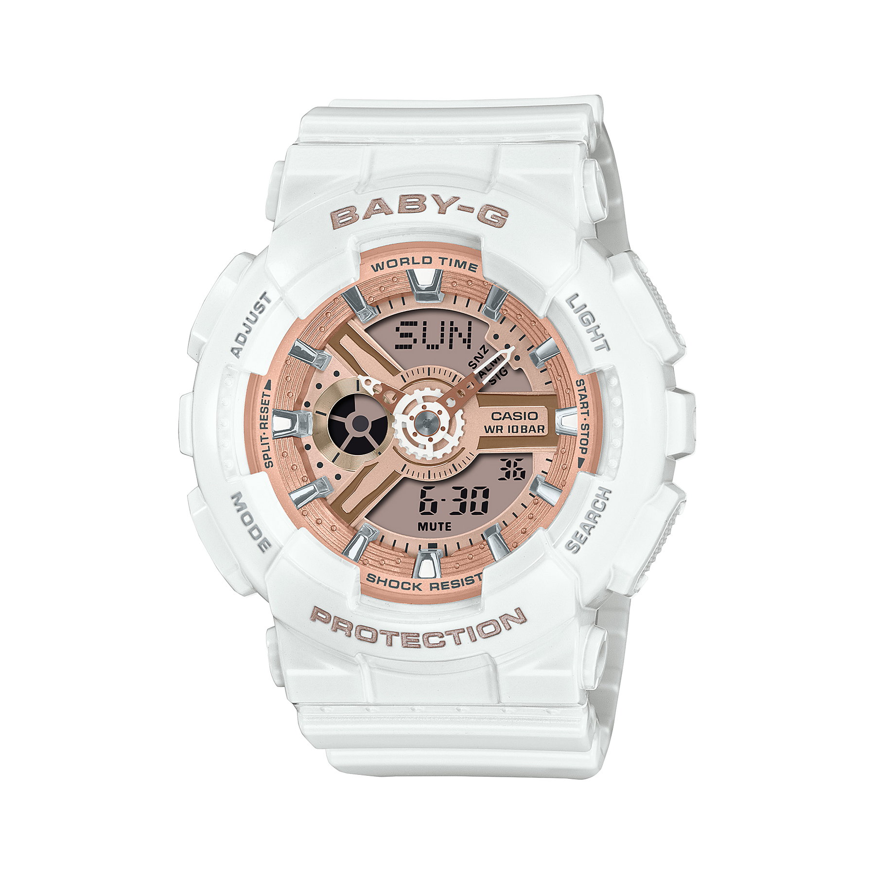 G Shock Digital White Resin Band Watch BA110X 7A1 Watch Direct