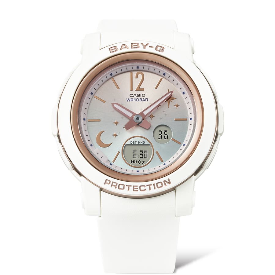 BABY-G DUO Moon and Stars White Resin Band Watch BGA290DS-7A