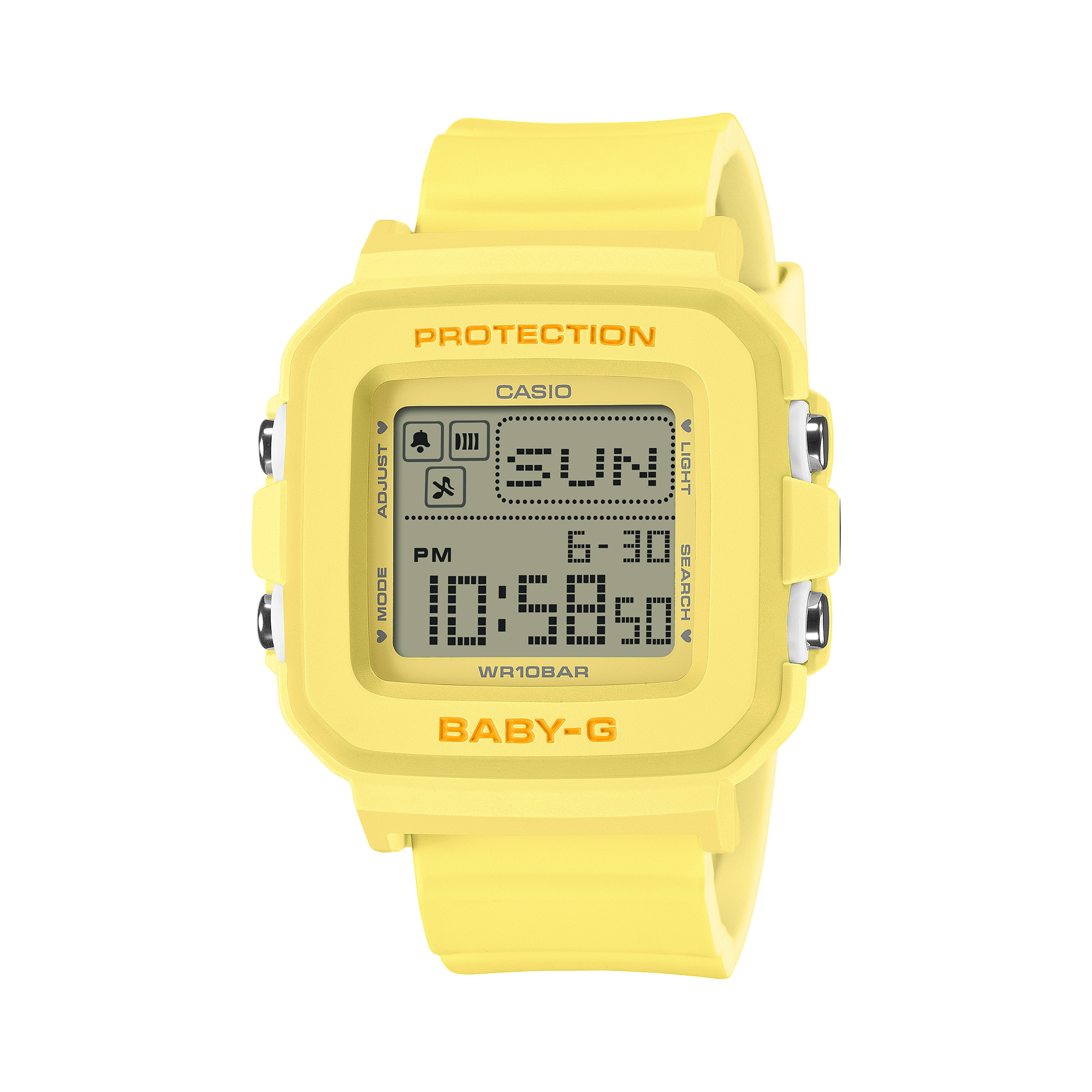 Baby-G Digital Heart Pop Dial Yellow Resin Band Watch BGD10KH-9D