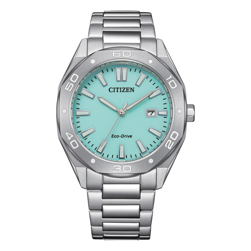 Citizen Eco-Drive Turquoise Dial Stainless Steel Watch BM7631-87M