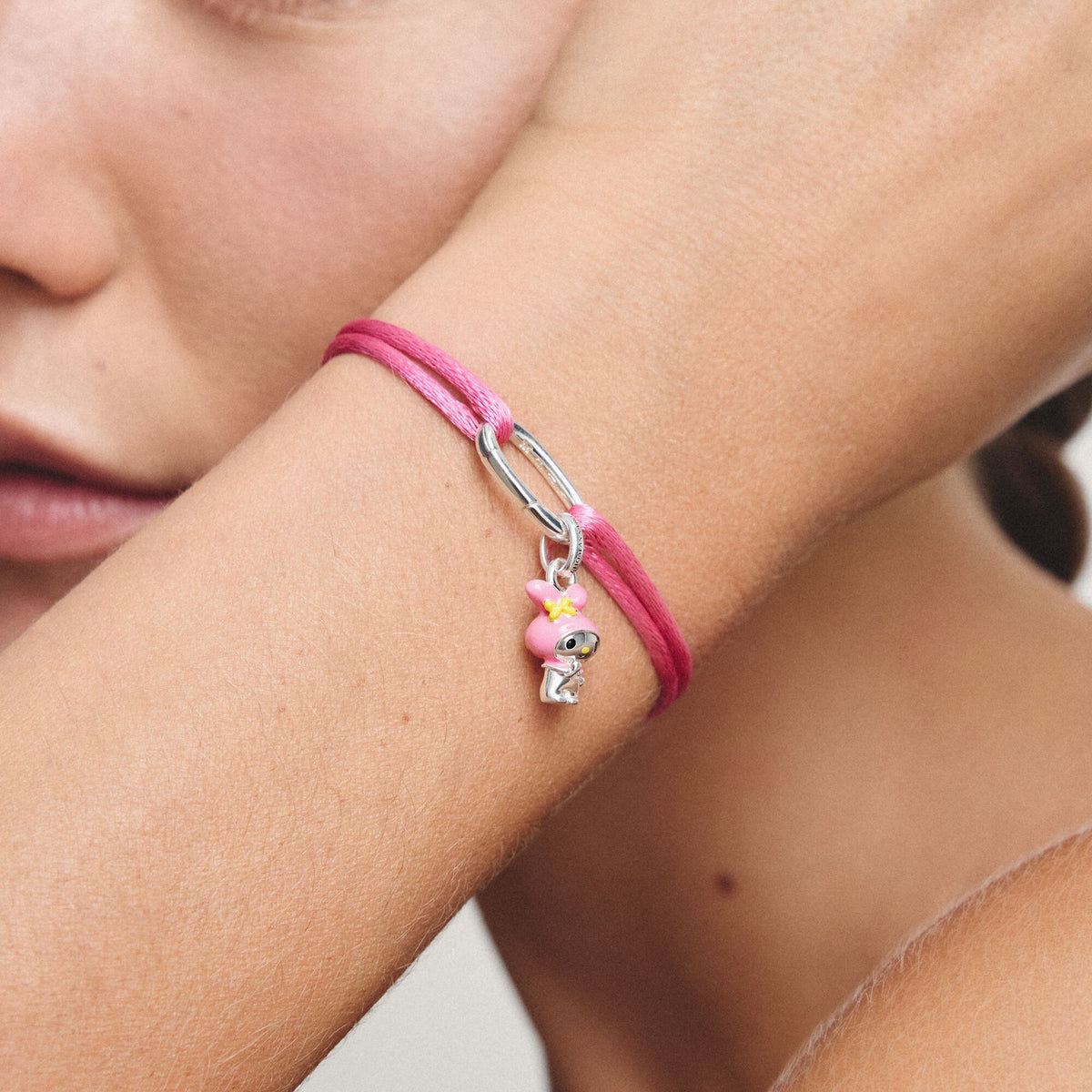 Thomas Sabo Pink Textile Charm Club Bracelet with Silver-Plated Clasp TC1210MPI TC1210MPI view 2