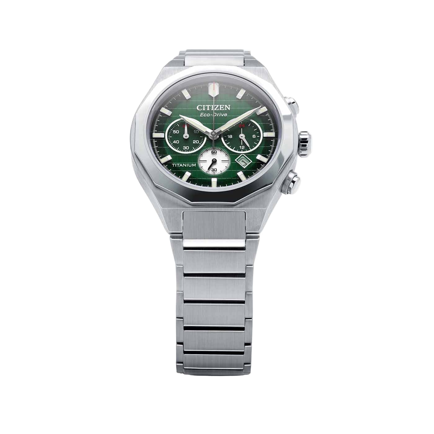 Citizen Super Titanium Zenshin Senkei Green Dial Stainless Steel Watch CA4691-59X