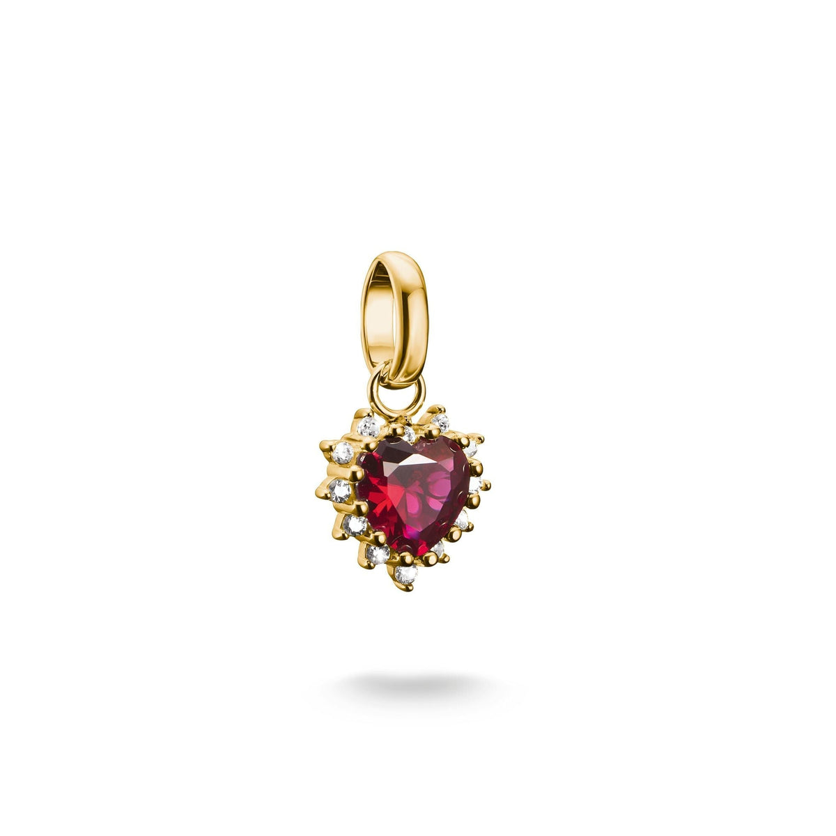Thomas Sabo Gold-Plated Heart Charm with Lab-Grown Ruby and White Zirconia CCC1279MREY CCC1279MREY front packshot