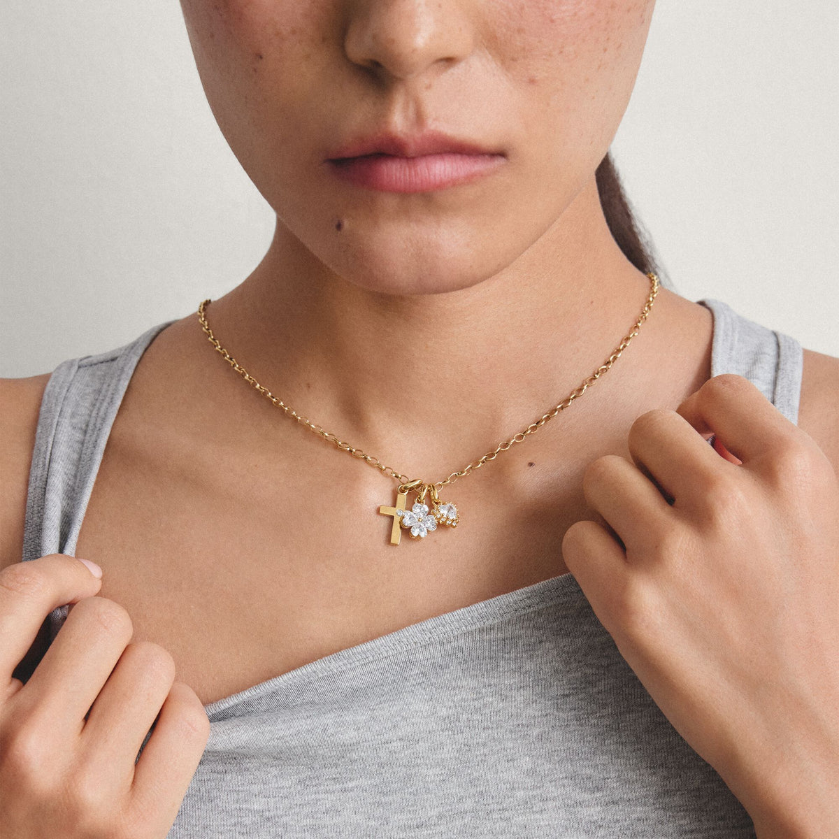 Thomas Sabo Gold-Plated Four-Leaf Clover Charm with Heart-Cut White Zirconia CCC1326MY CCC1326MY view 5