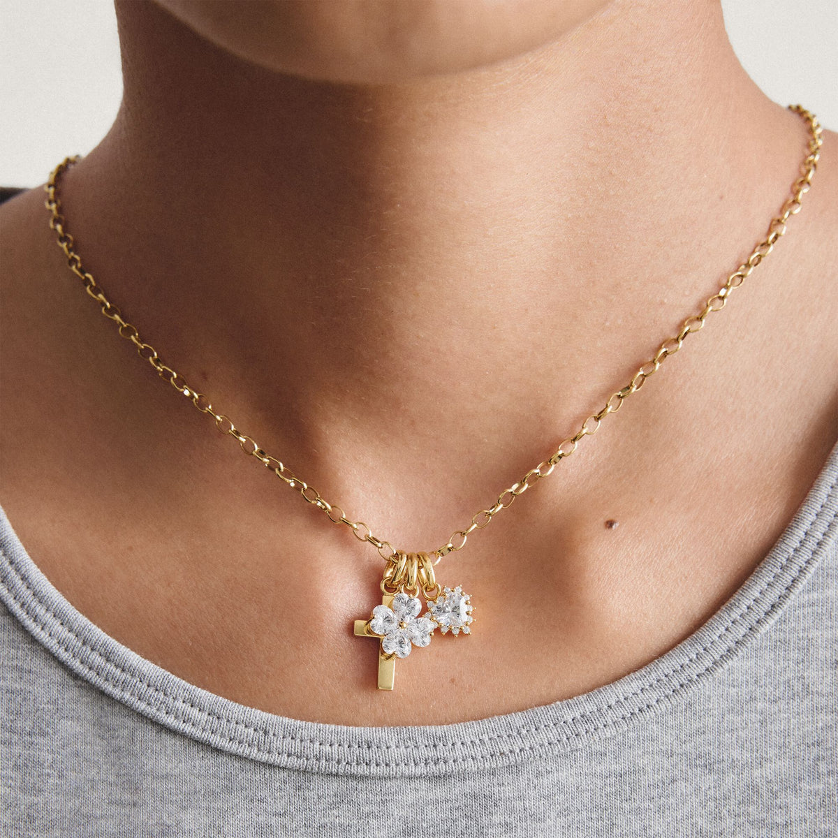 Thomas Sabo Gold-Plated Cross Charm with Zirconia Centre Stone CCC1364MY CCC1364MY view 4