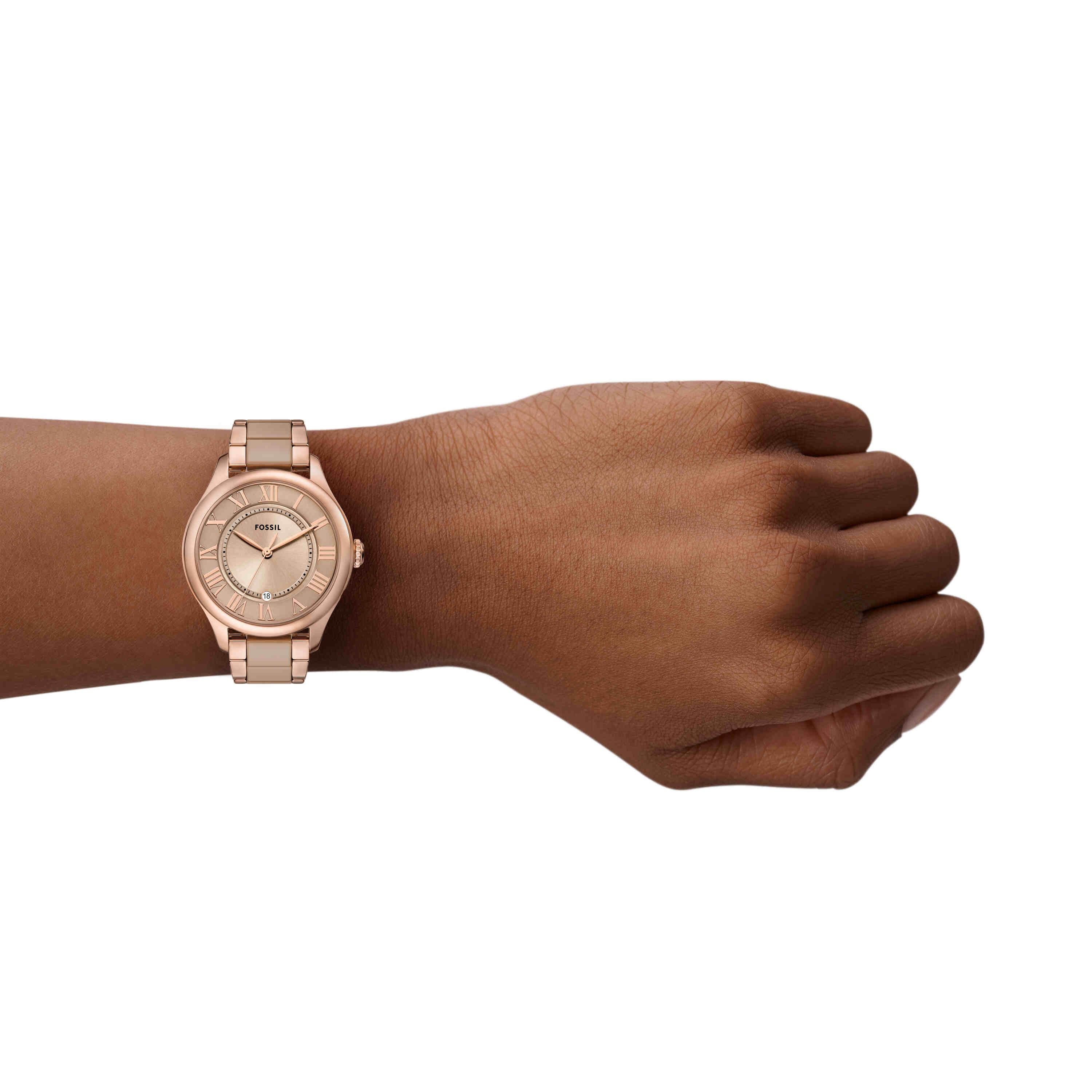 Fossil Gilmore Rose Gold Tone and Brown Ceramic Watch CE1133