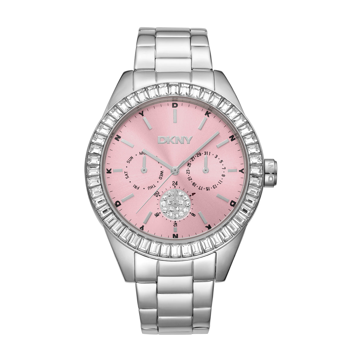 DKNY Nolita Multi Glitz Pink Dial Stainless Steel Watch 