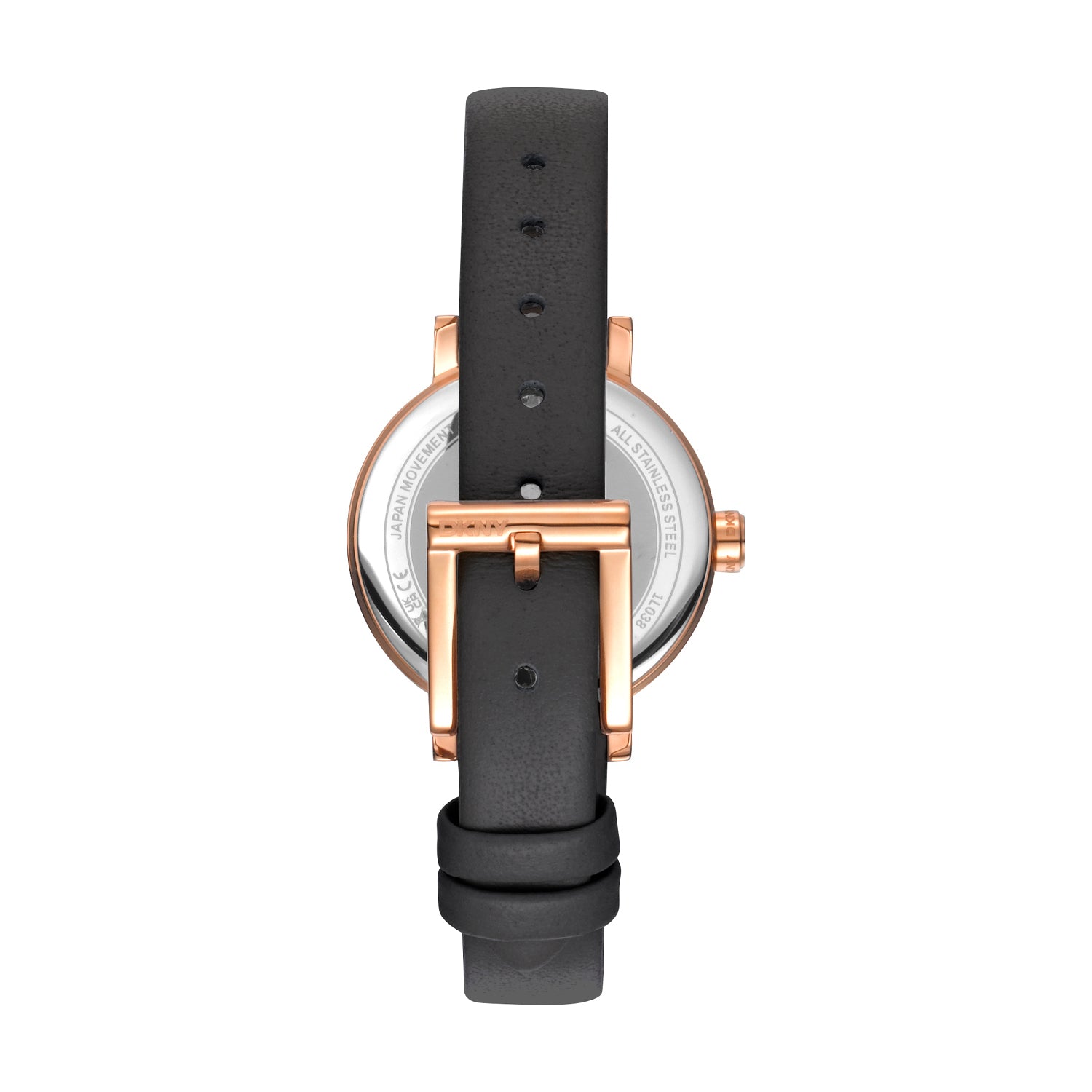 DKNY Soho Glitz Silver Dial Black Leather Strap Watch DK1L038L0035