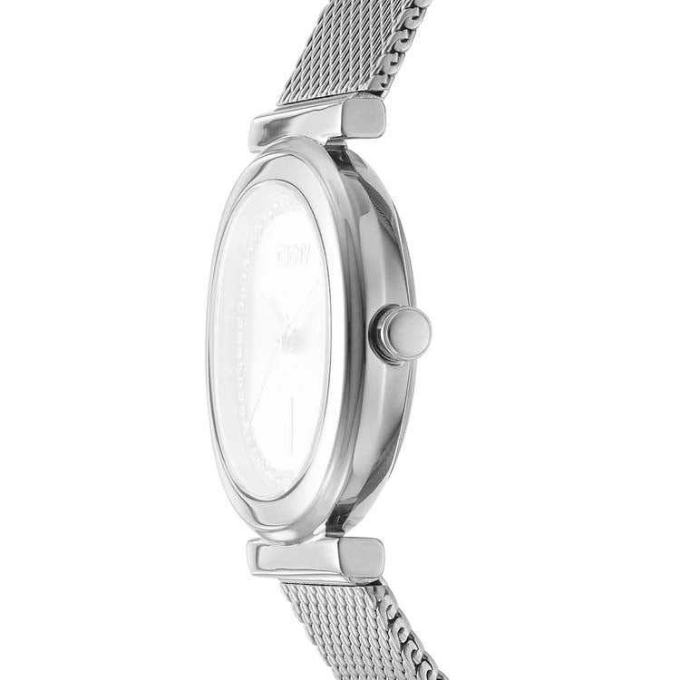 DKNY Silver Stainless Steel Womens Watch Black Dial 30mm Luxury