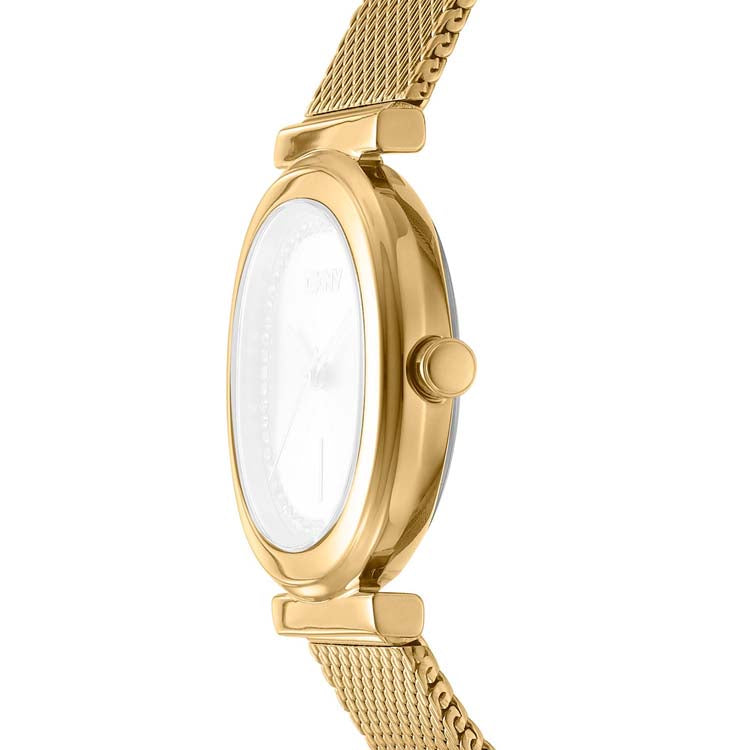 DKNY Gold Stainless Steel Womens Evening Watch Champagne Dial 30mm