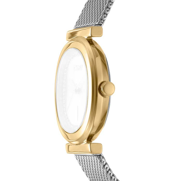 DKNY Womens Two Tone Stainless Steel 30mm Elegant Dress Watch