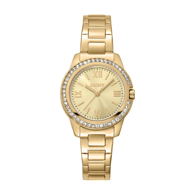 DKNY Gold Stainless Steel 30mm Watch for Women Champagne Dial