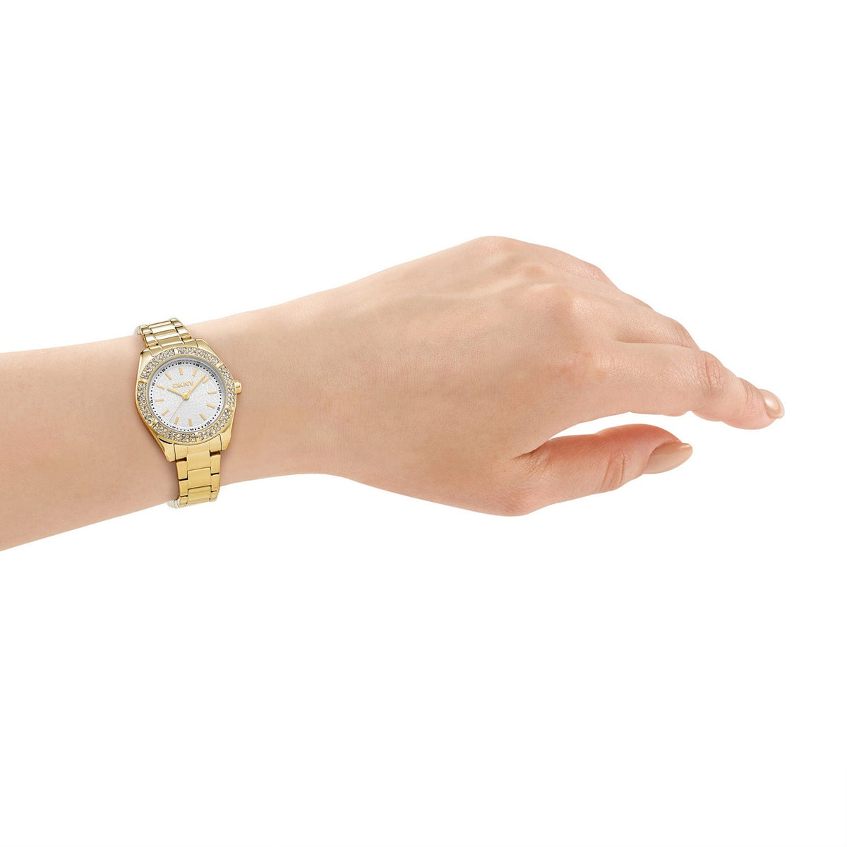 DKNY Evening Gold 30mm Silver Dial Womens Watch DK1L107M0055