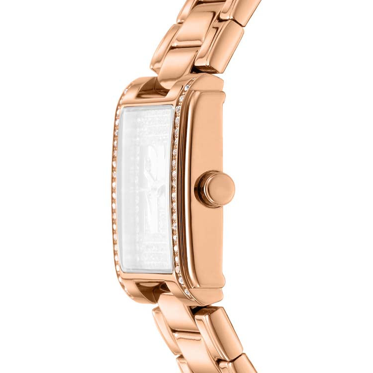 DKNY Rose Gold Stainless Steel Womens Watch Silver Dial 23x30mm