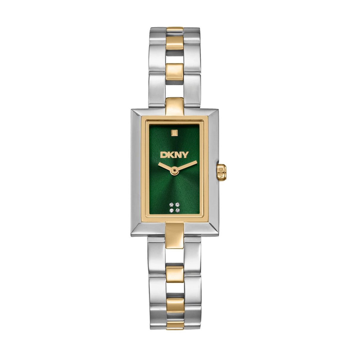 DKNY Signature Shape Green Dial Two Tone Steel Womens Watch DK1L151M0085 front packshot