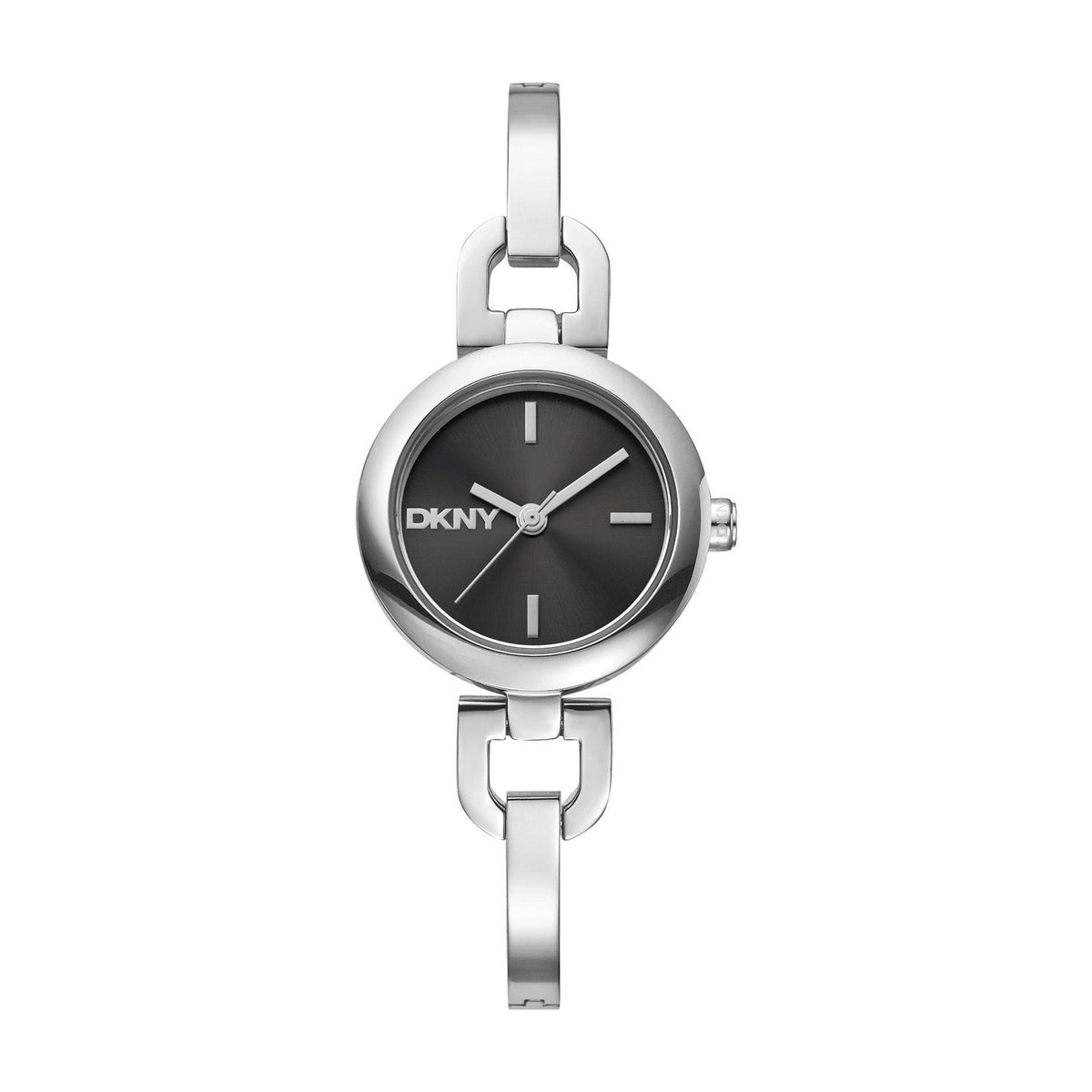 DKNY Half Bangle Silver 26mm Black Dial Womens Watch DK1L161M0035