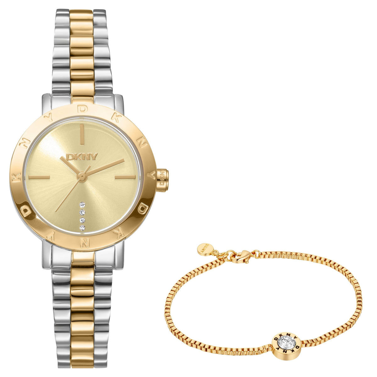 DKNY Essentials Two-Tone 28mm Womens Watch + Gold Bracelet DK1L165M0085