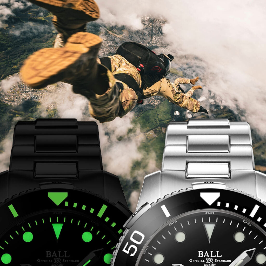 Ball DM3002A-S9C-BK 1,000 metre titanium dive watch, front view