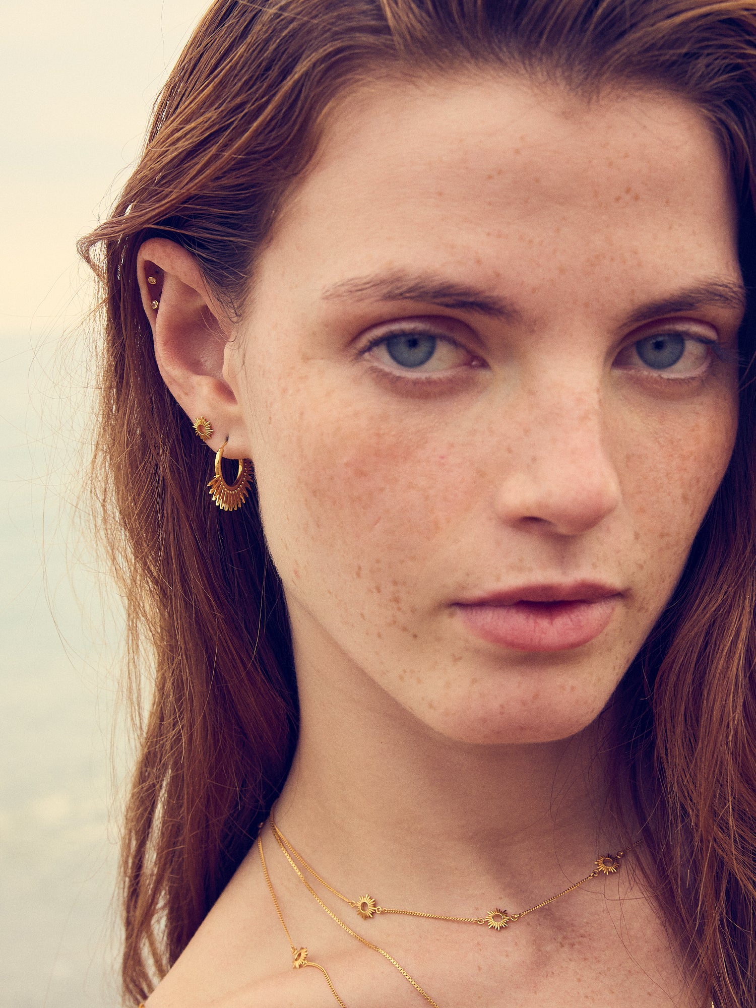 Rachel Jackson Rising Sun Hoop Earrings Gold