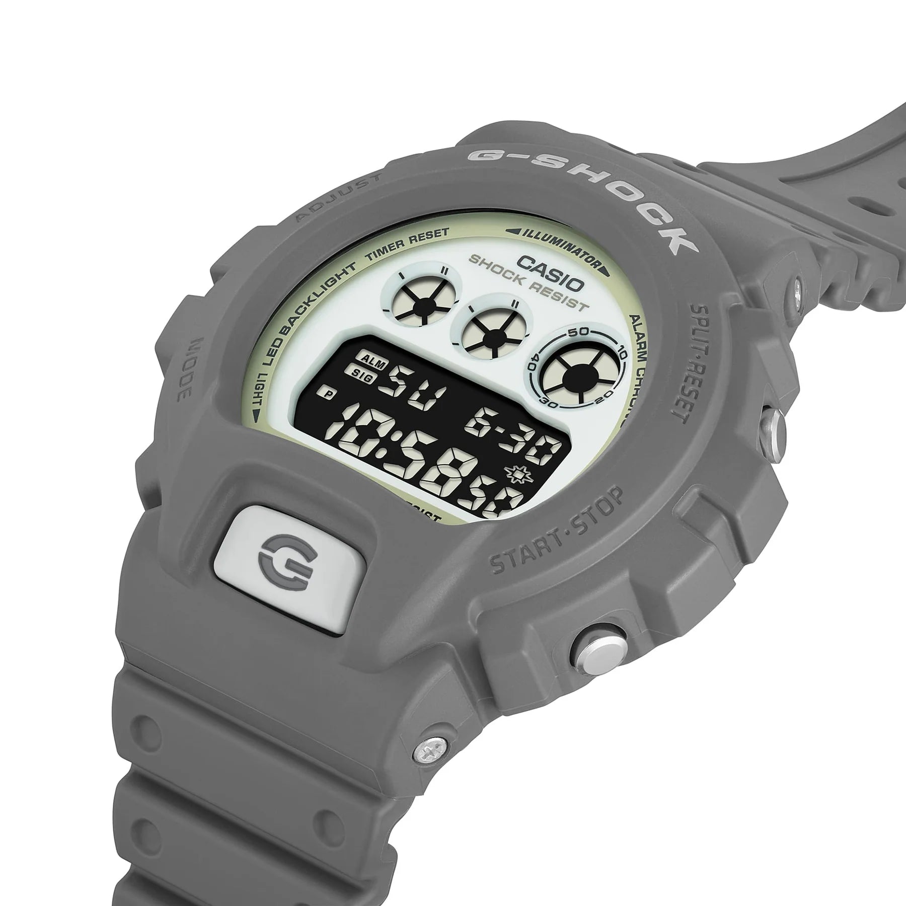 G-Shock Digital White Glow in Dark Dial Dark Grey Resin Band Watch DW6900HD-8D