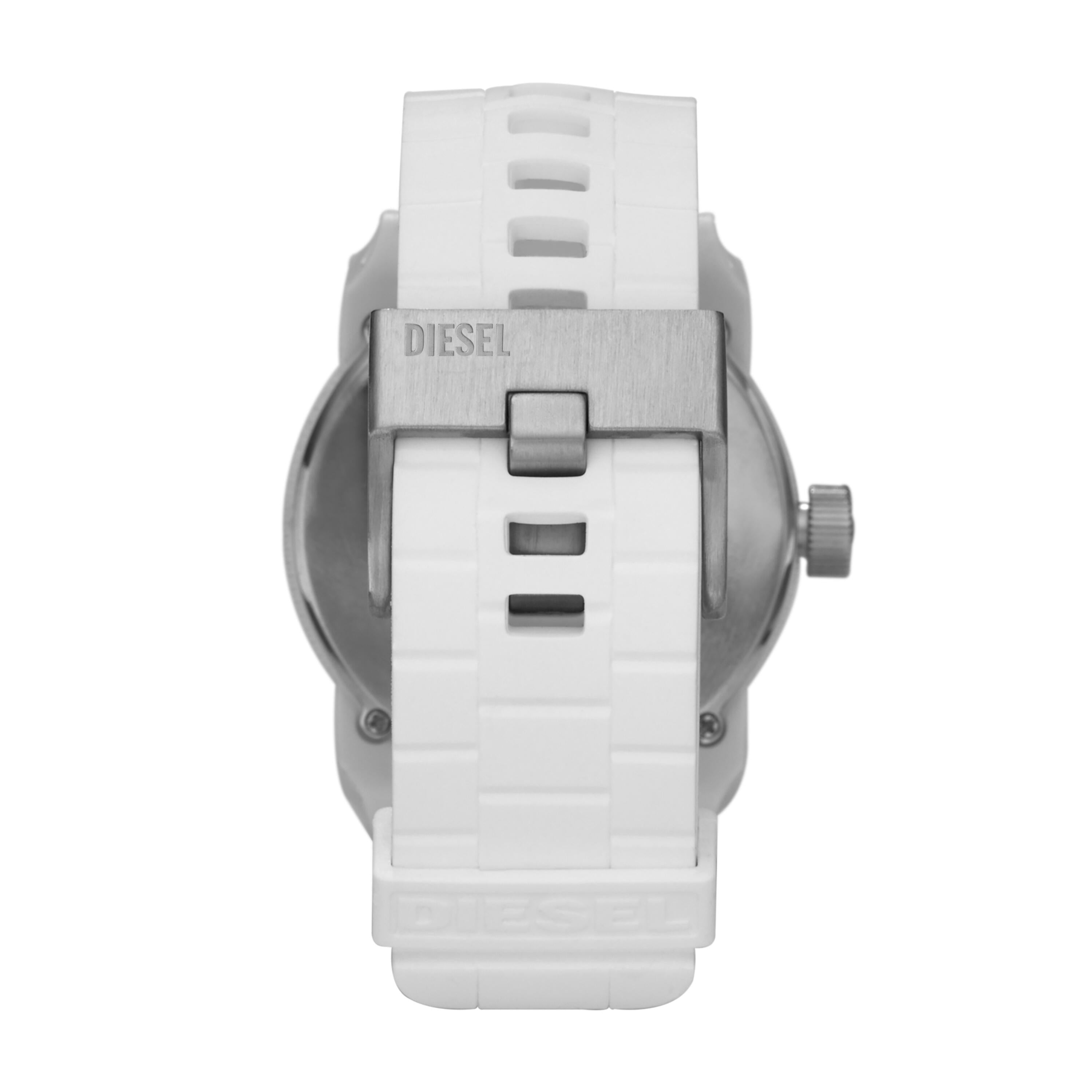Diesel Double Down 44 Three-Hand White Silicone Watch DZ1436