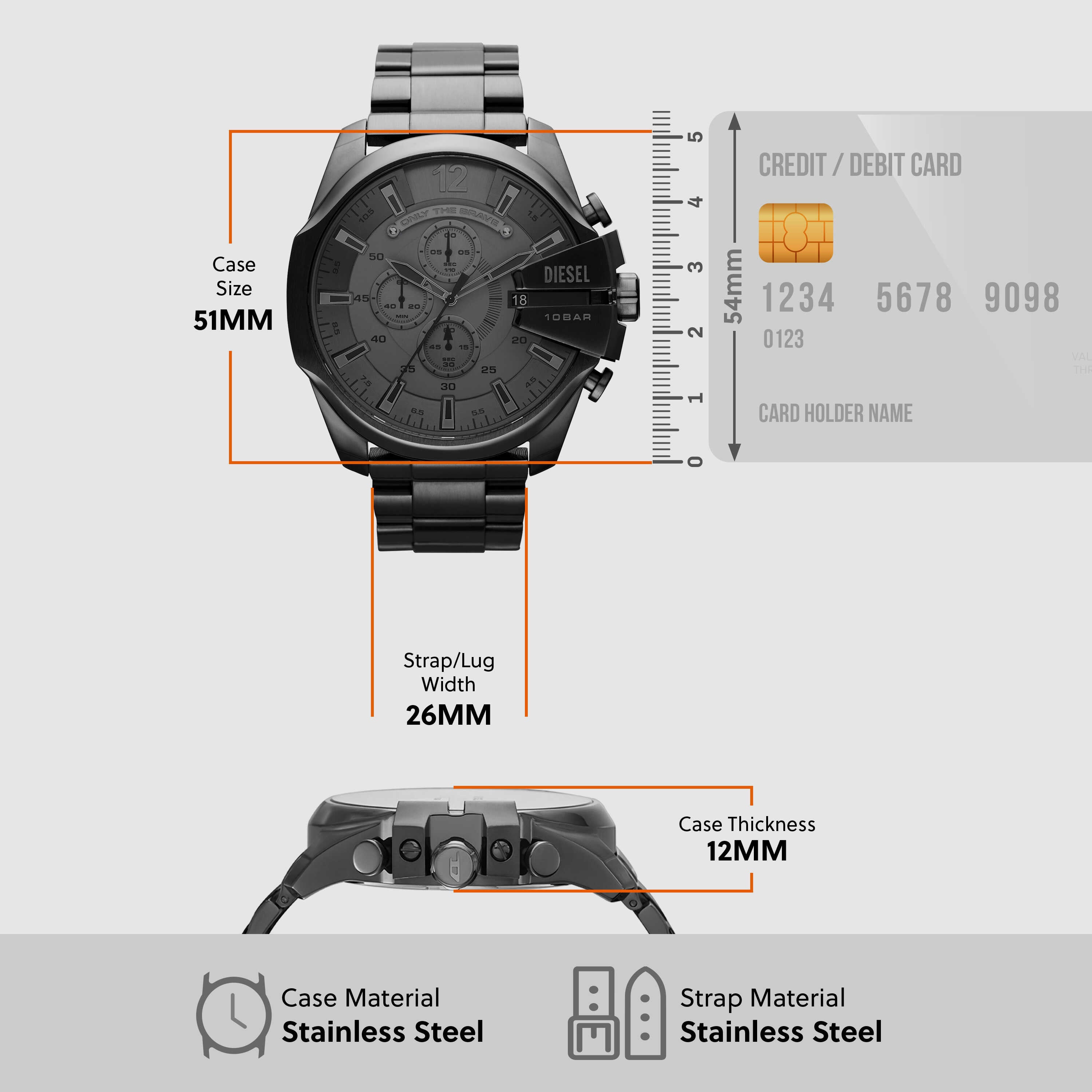 Diesel Mega Chief Men's Gunmetal Quartz Chronograph Watch