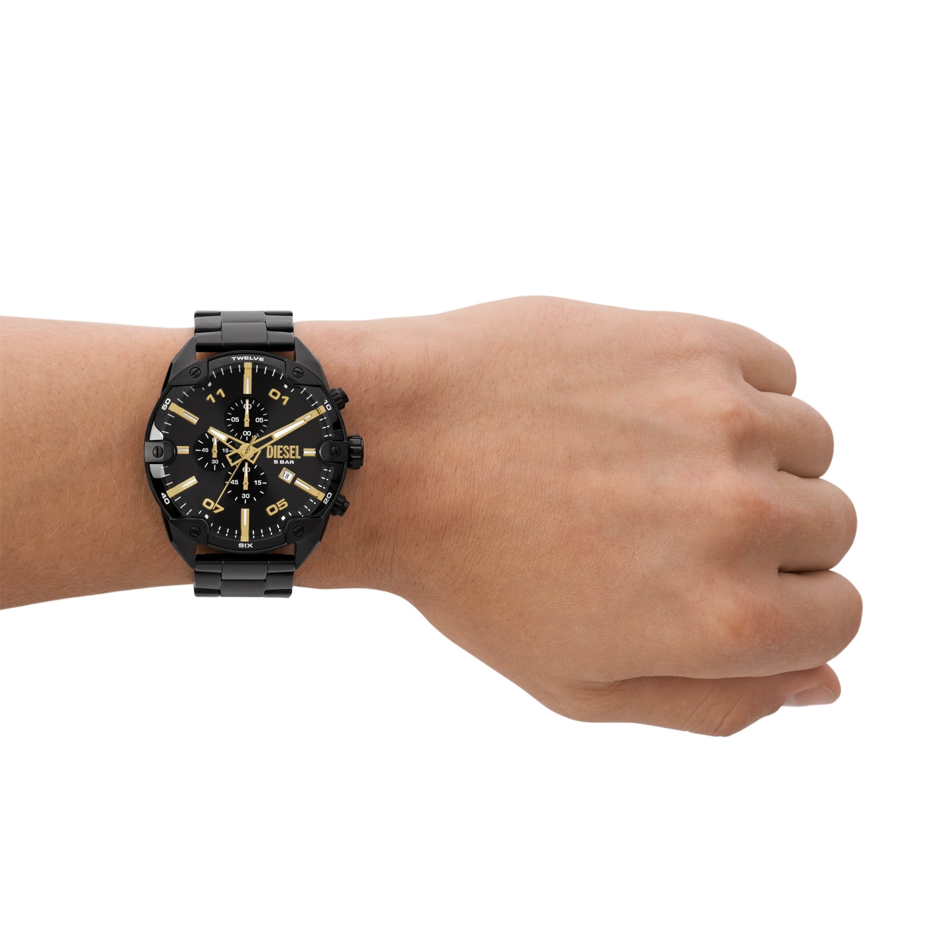 Diesel Spiked Chronograph Black Stainless Steel Watch DZ4644