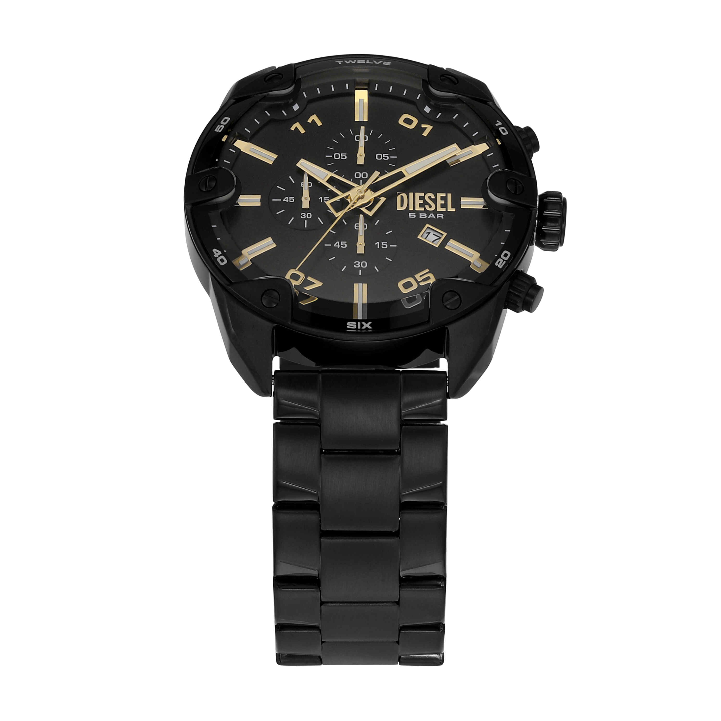 Diesel Spiked Chronograph Black Stainless Steel Watch DZ4644