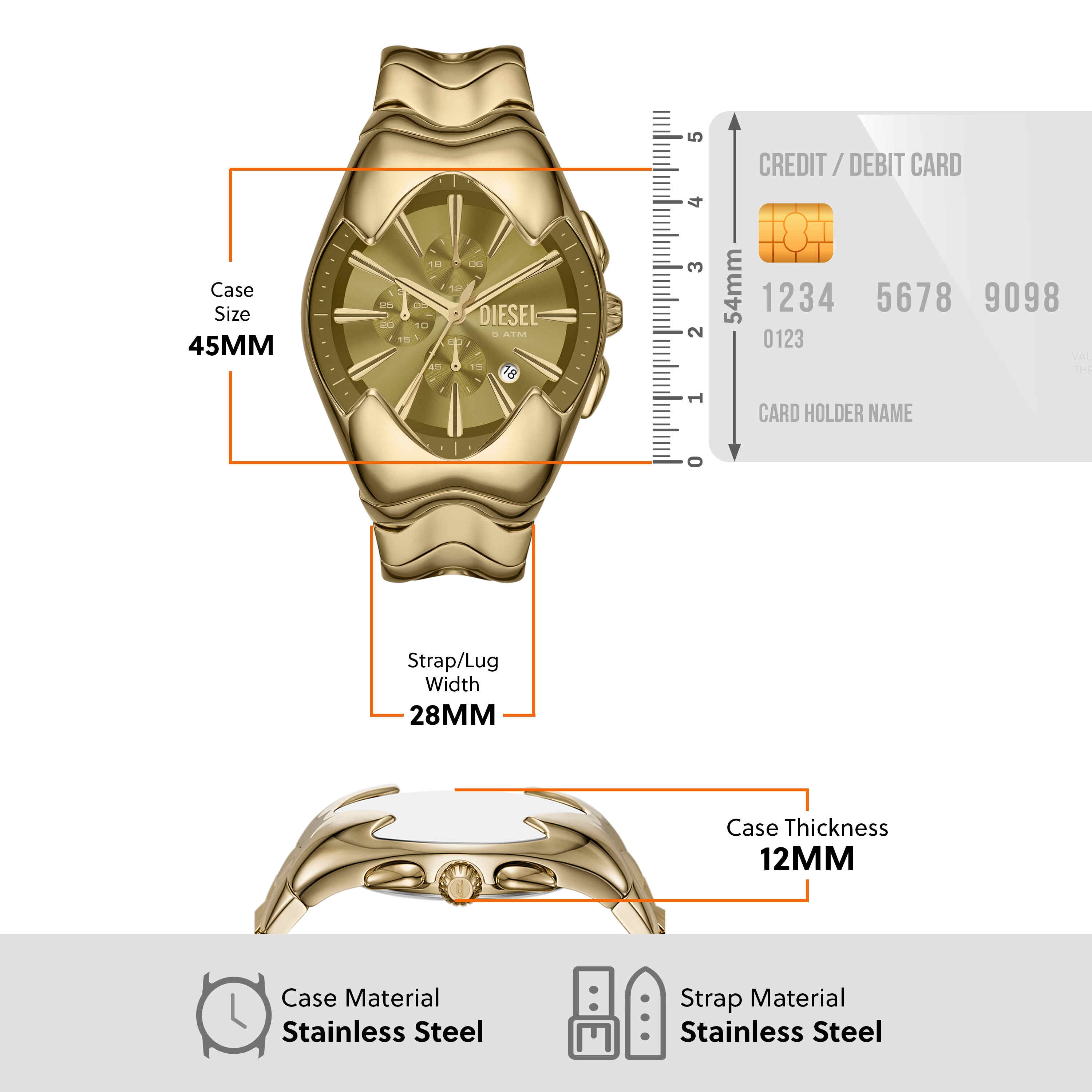 Diesel Mercurial Chronograph Gold-Tone Stainless Steel Watch DZ4681