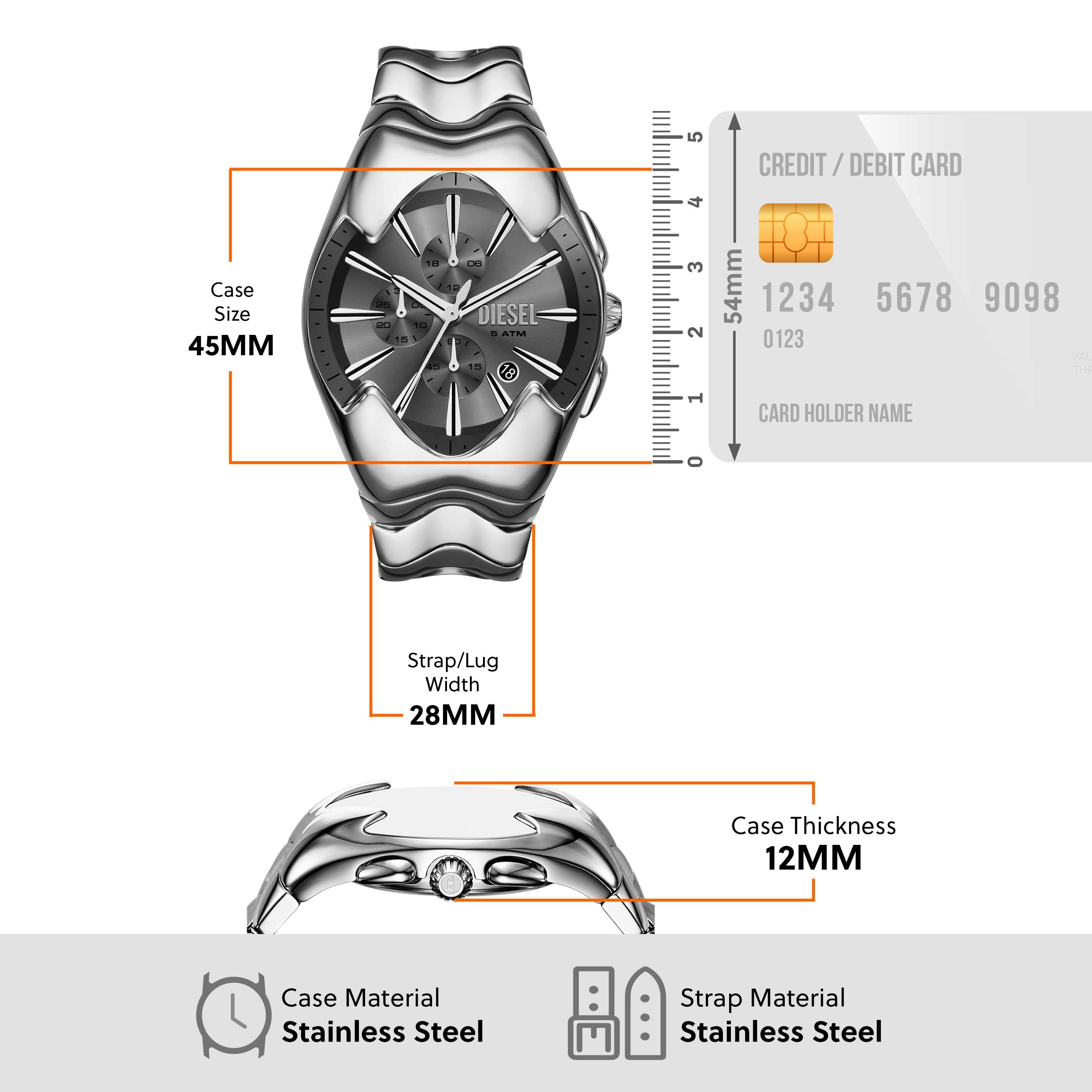 Diesel Mercurial Chronograph Stainless Steel Grey Dial Watch DZ4683