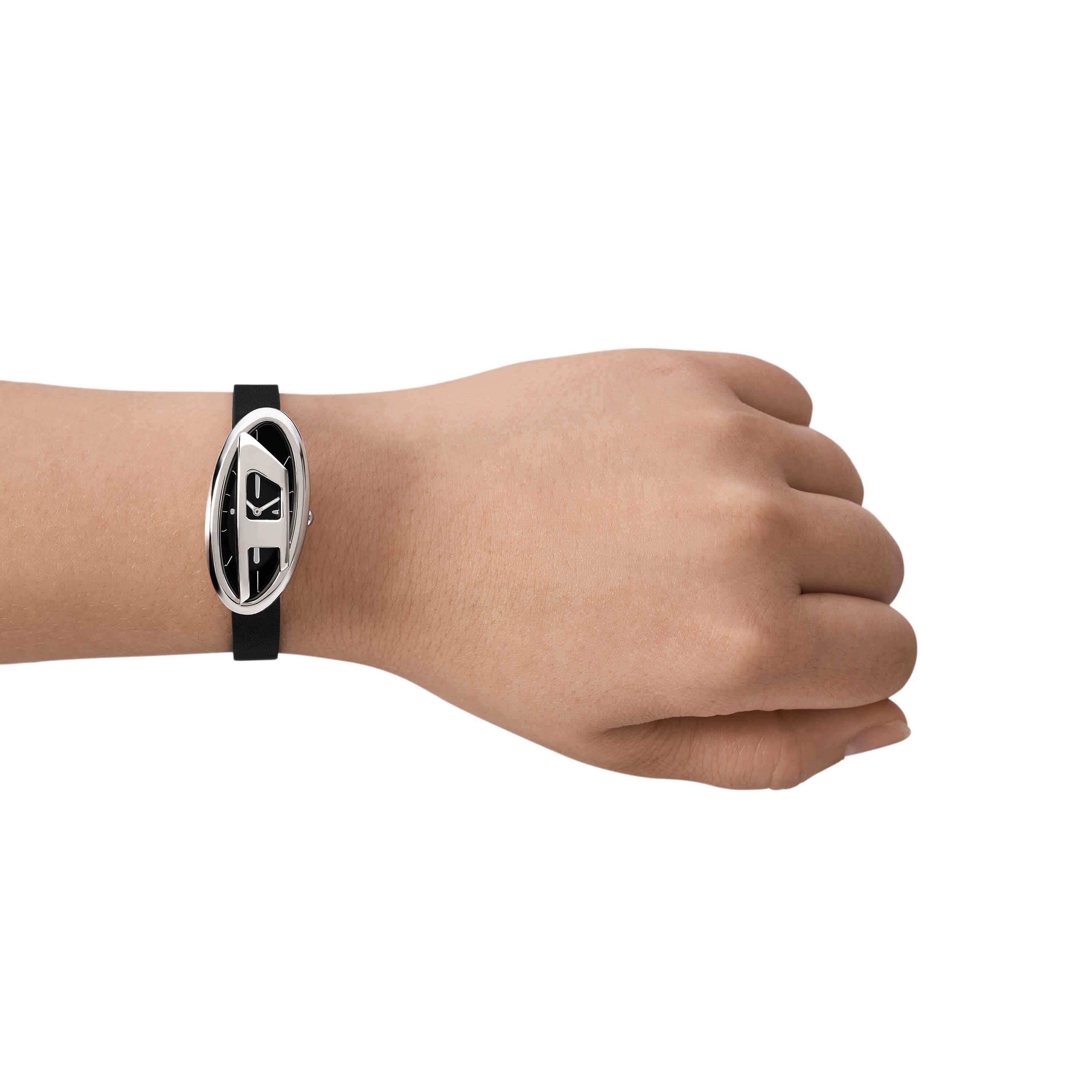 Diesel D-Era Two Hand Black Leather Black Dial Watch DZ5612